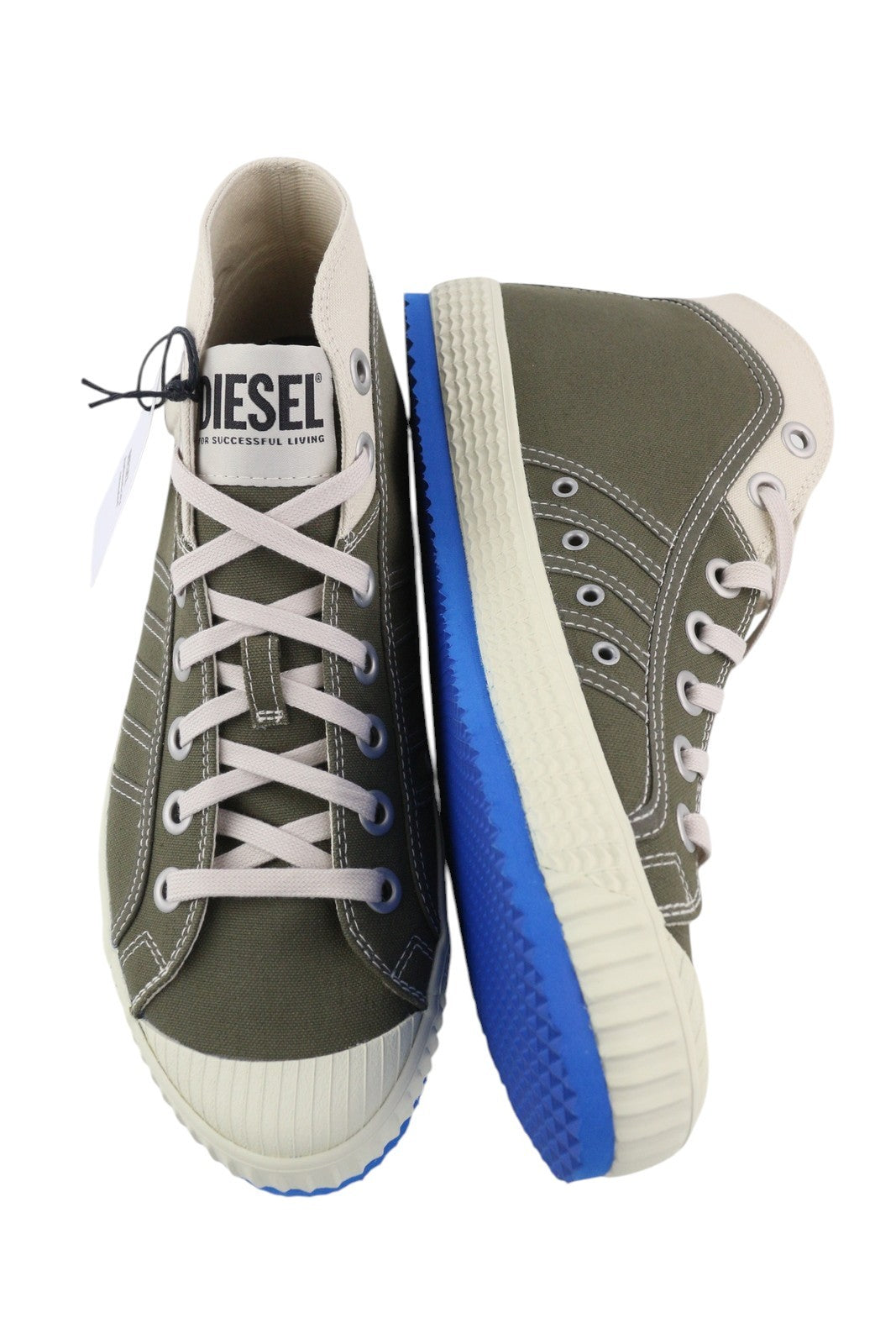 DIESEL S-Yuk MC vyriški sportbačiai, pilki, vidutinio ūgio, suvarstomi, migdolų spalvos nosimi, RRP 120 € 