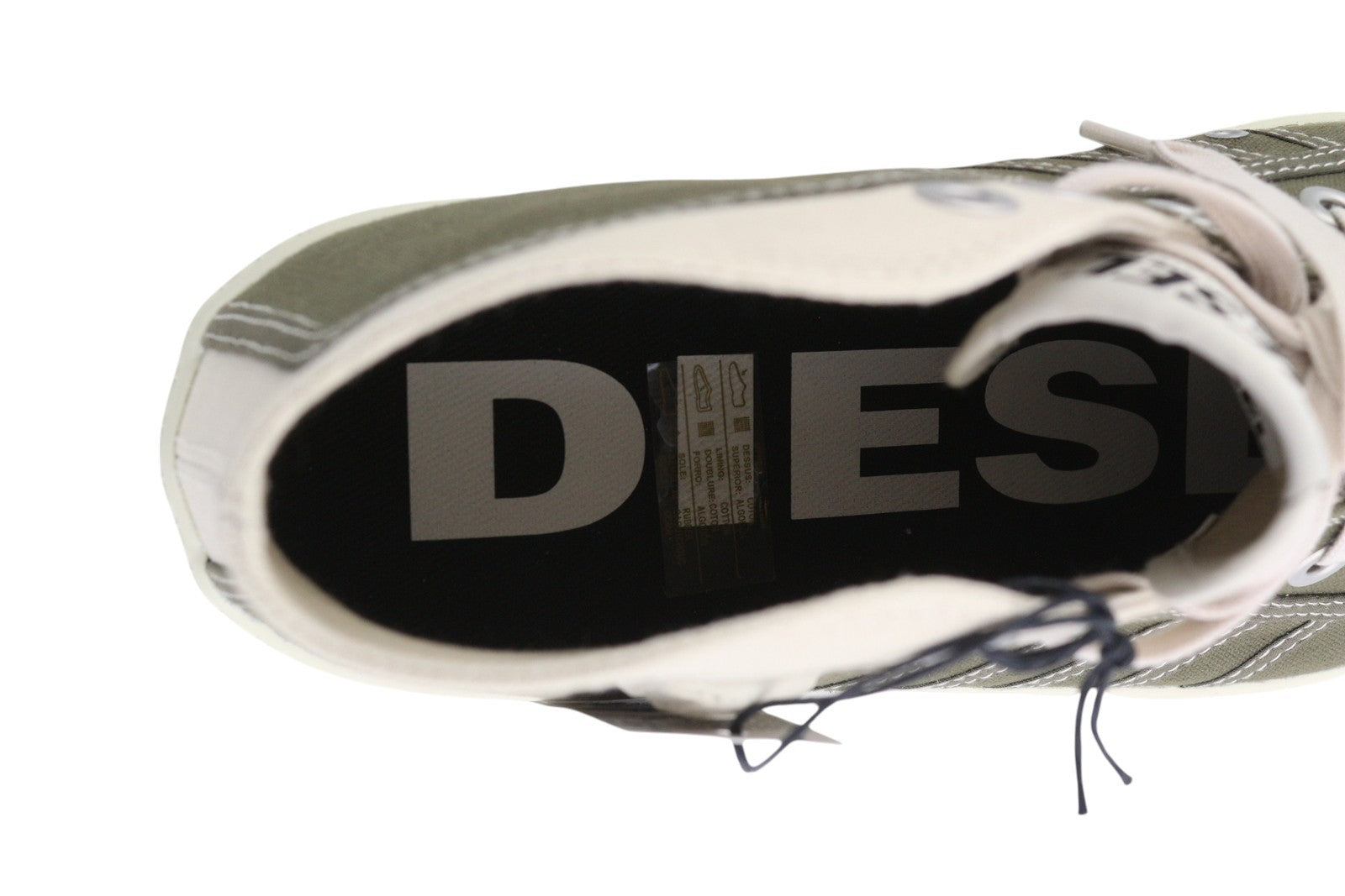 DIESEL S-Yuk MC vyriški sportbačiai, pilki, vidutinio ūgio, suvarstomi, migdolų spalvos nosimi, RRP 120 € 