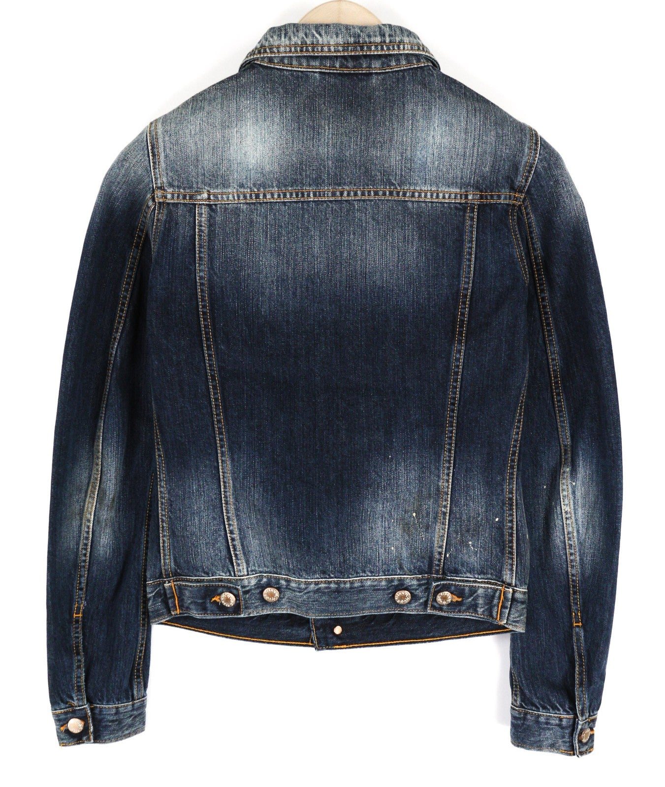 NUDIE JEANS Terry Men Jacket XS Vintage Worn Denim Logo Spread Neck Buttoned