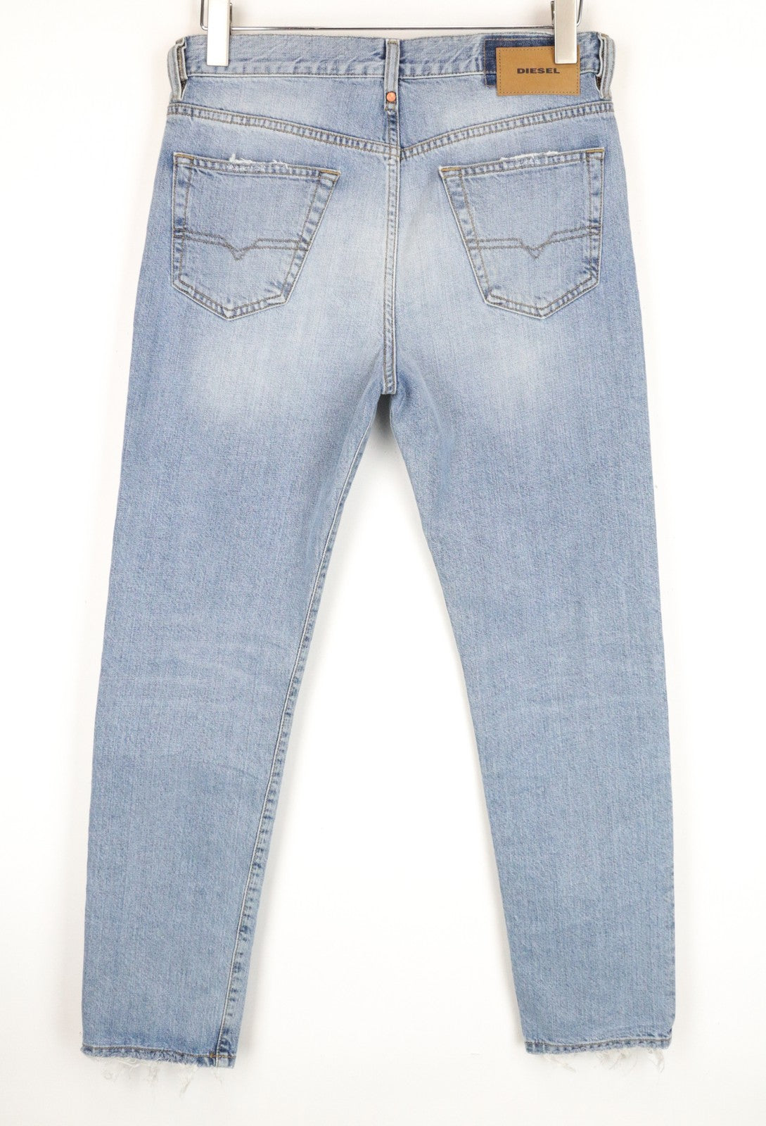 DIESEL Mharky 080AF W29/L32 mėlyni medvilniniai plėšyti aptempti džinsai vyrams, skalbti 