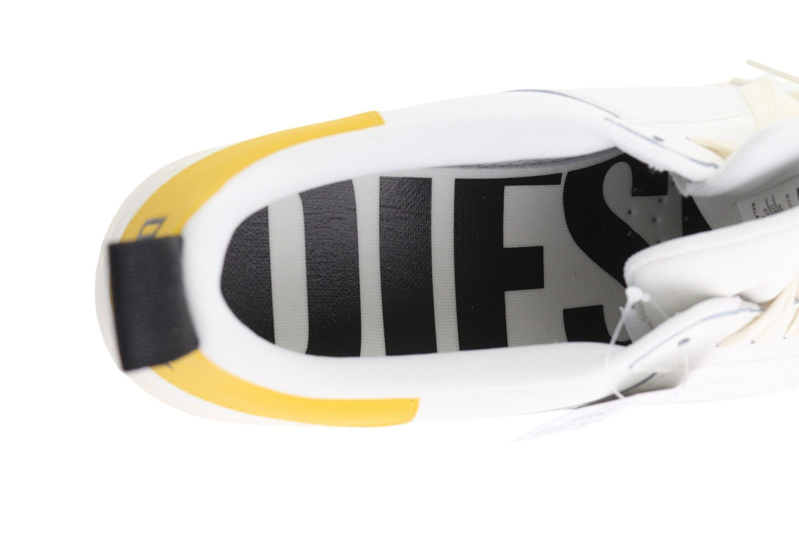 DIESEL S-Clever žemi nėrinių vyriški sportbačiai, EU45, odiniai, balti, migdolų spalvos, su guma, RRP 140 € 