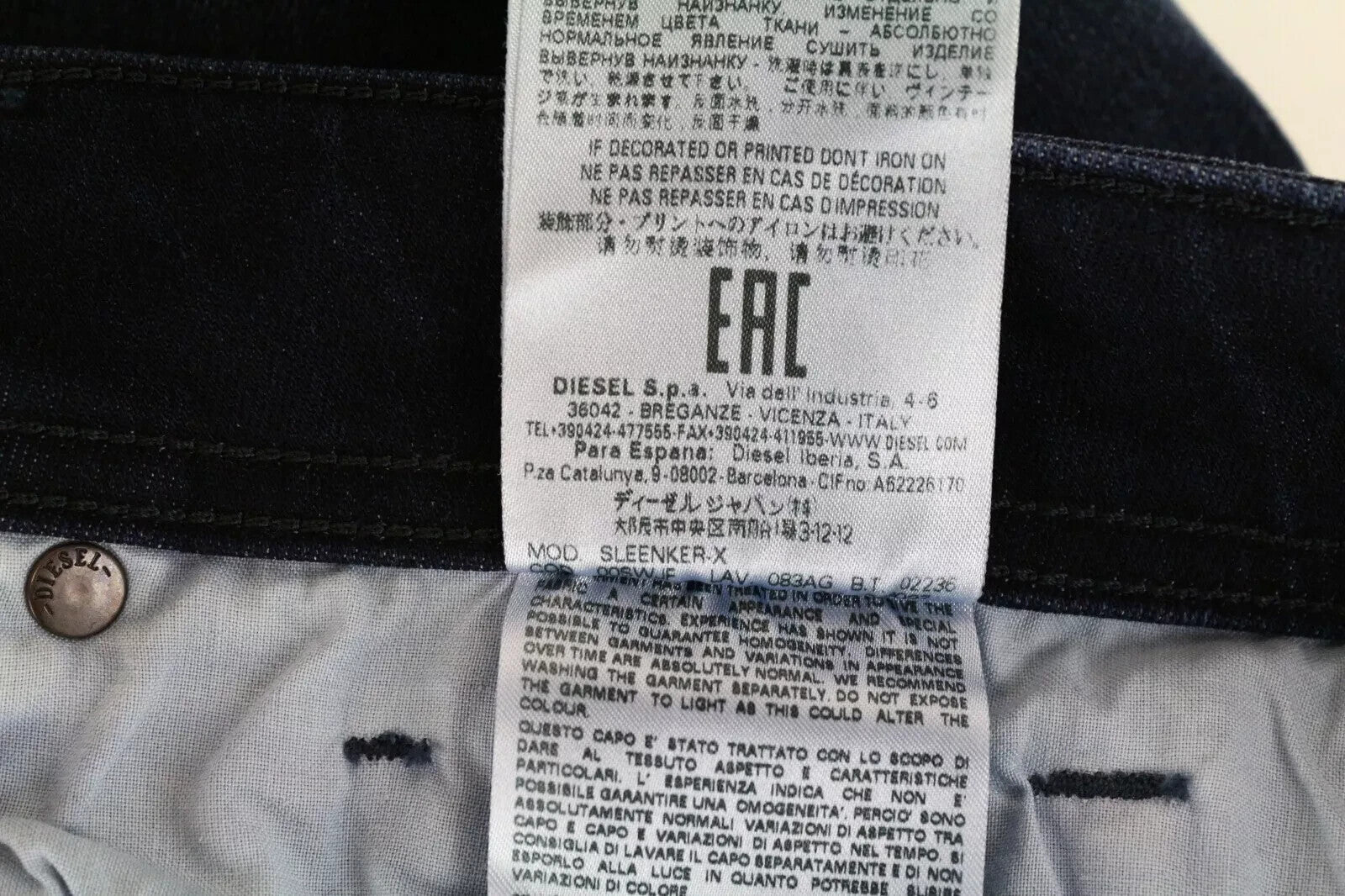 DIESEL Sleenker-X 083AG Men's Jeans W29/L32 Slim Skinny Cotton Stretch Blue