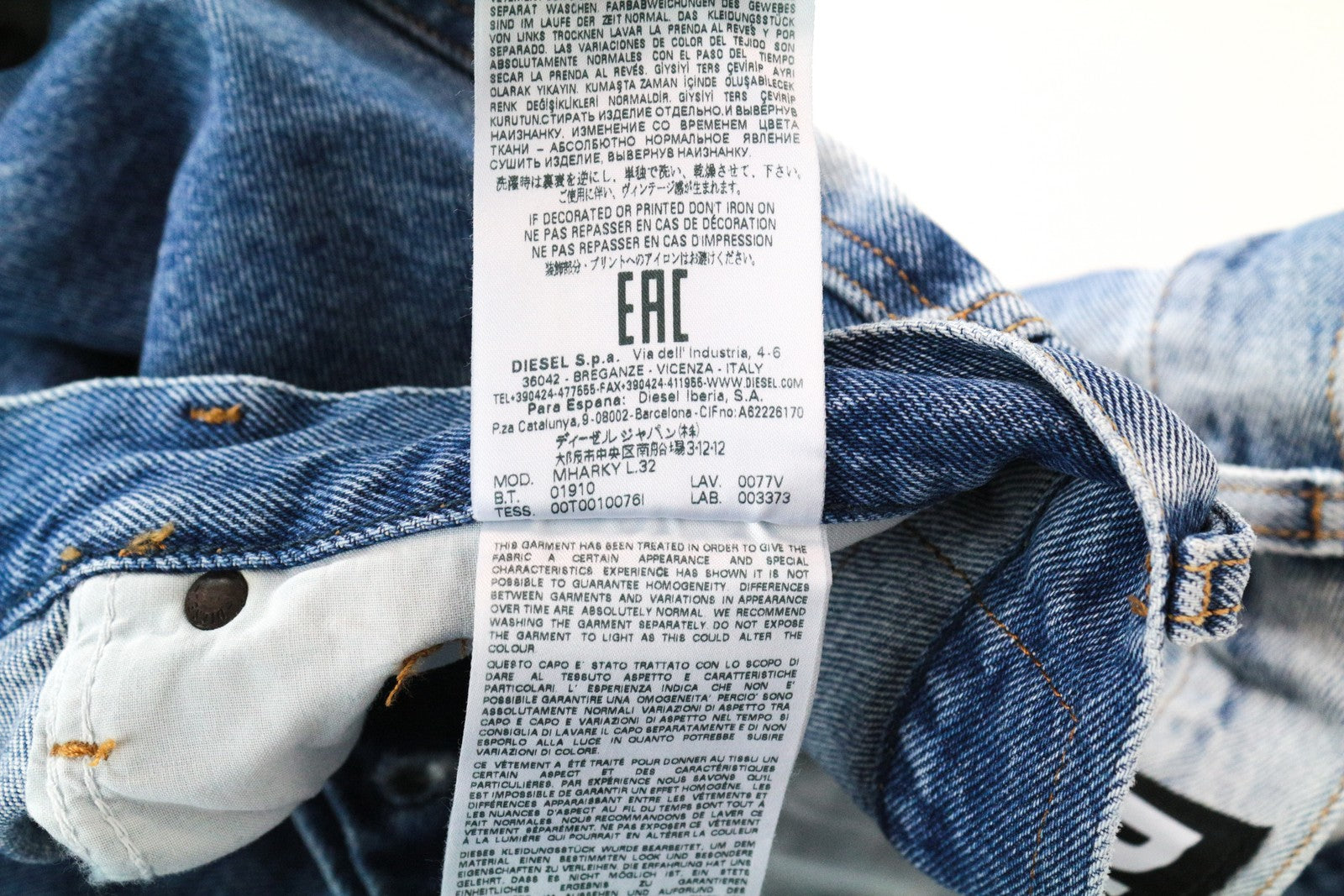 DIESEL Mharky 0077V W28/L32 Skinny vyriški džinsai balintos mėlynos spalvos medvilniniai, gryno kirpimo 