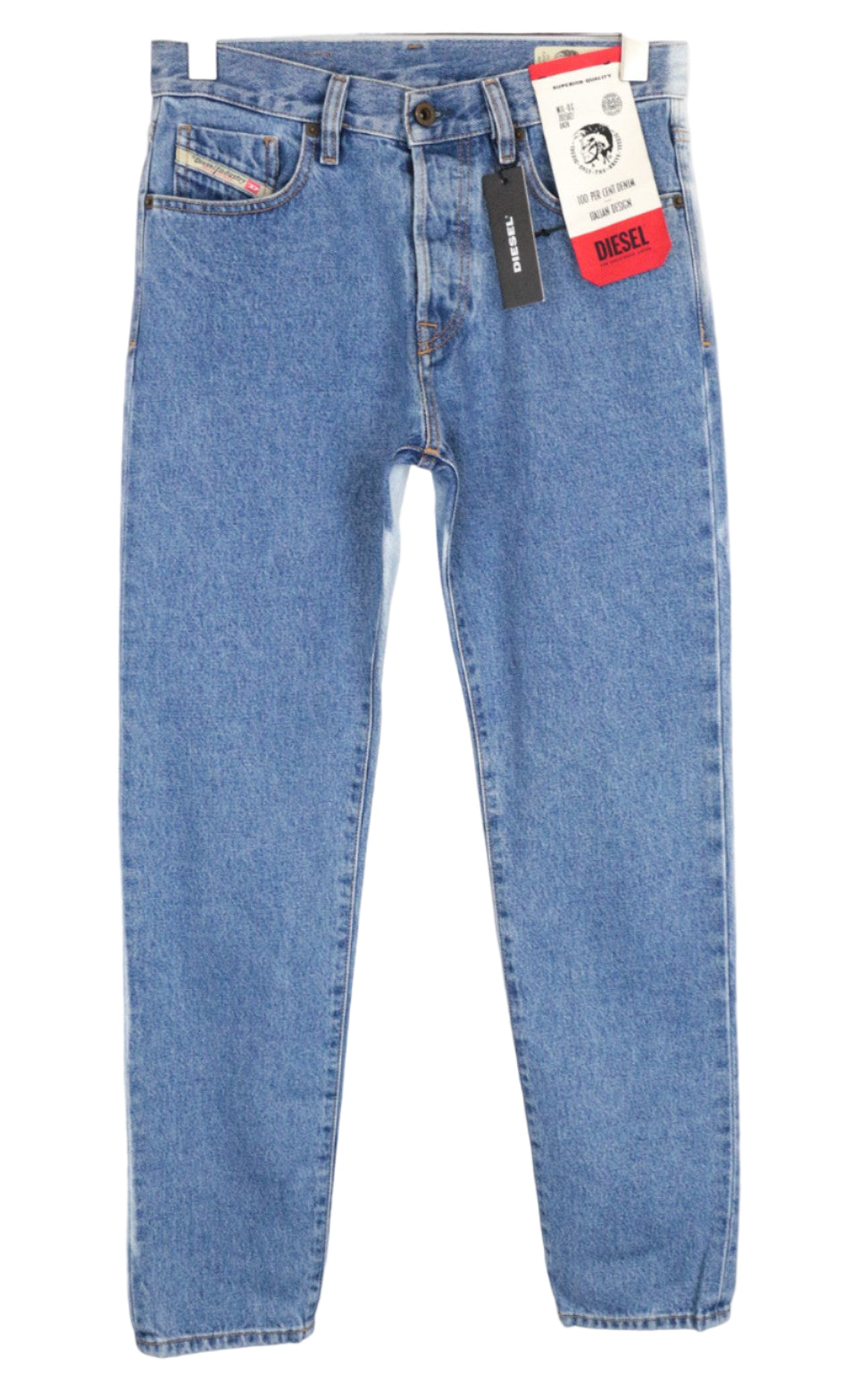 DIESEL Mharky 0077V W28/L32 Skinny vyriški džinsai balintos mėlynos spalvos medvilniniai, gryno kirpimo 