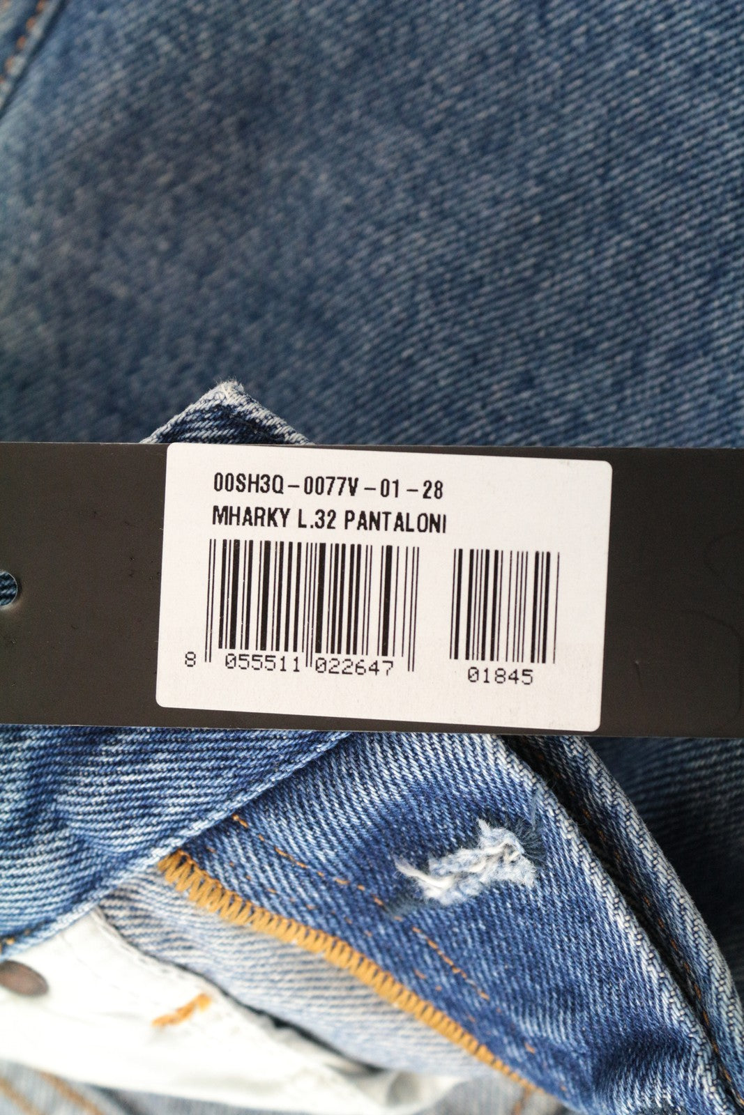 DIESEL Mharky 0077V W28/L32 Skinny vyriški džinsai balintos mėlynos spalvos medvilniniai, gryno kirpimo 