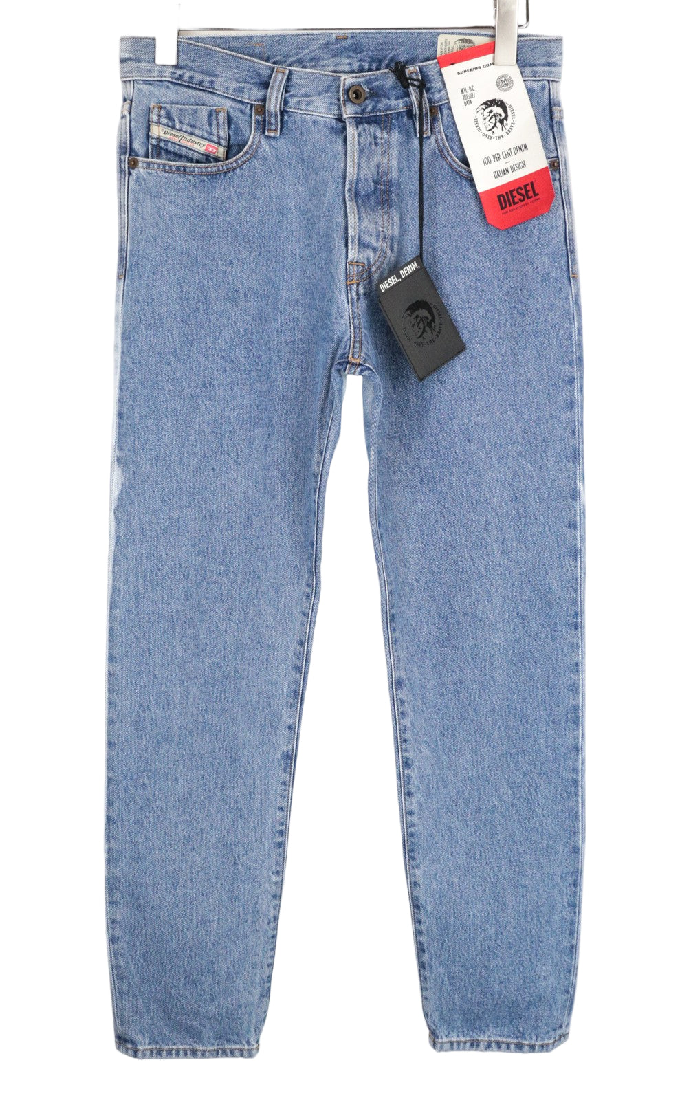 DIESEL Mharky 0077V W29/L32 balintos mėlynos spalvos vyriški ploni medvilniniai džinsai su 5 kišenėmis 