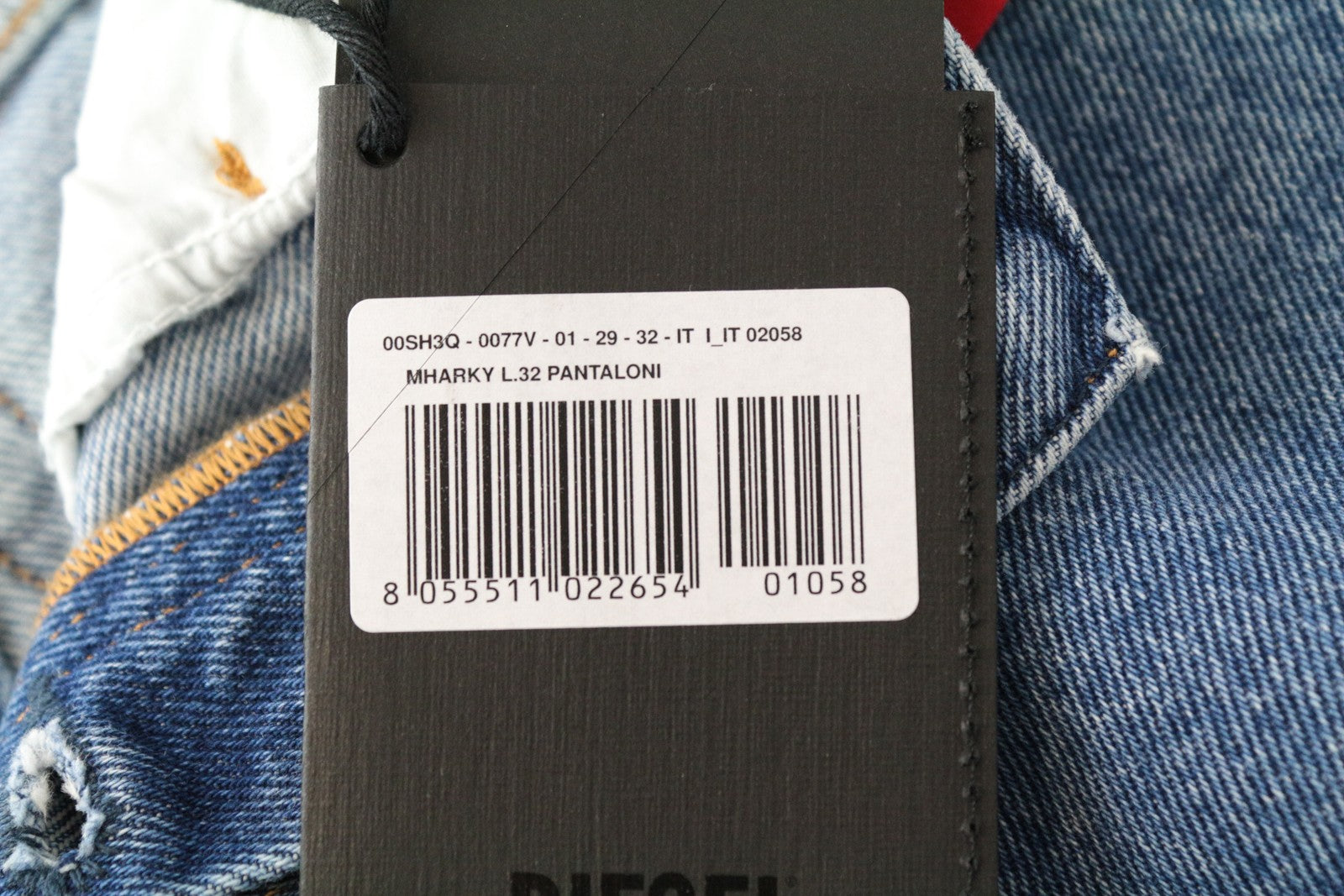 DIESEL Mharky 0077V W29/L32 balintos mėlynos spalvos vyriški ploni medvilniniai džinsai su 5 kišenėmis 