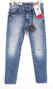 DIESEL D-Strukt 081AQ W29/L30 skalbti tamprūs mėlyni medvilniniai džinsai vyrams siaurėjantis kirpimas 