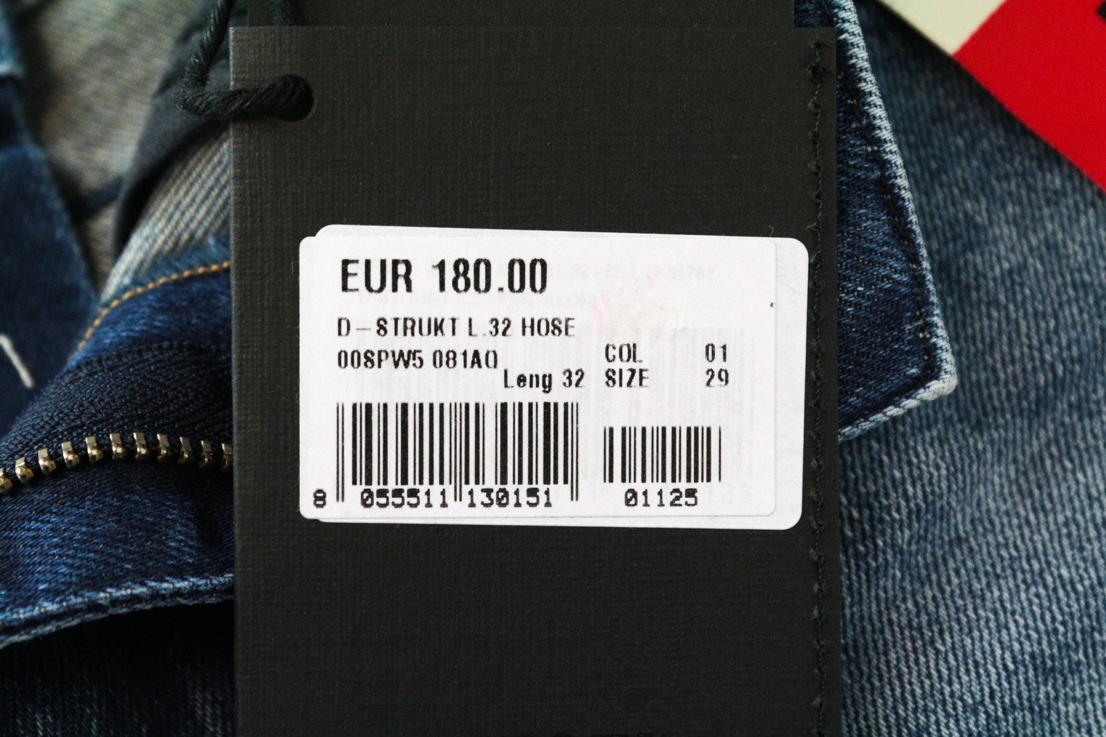 DIESEL D-Strukt 081AQ plėšyti mėlyni skalbinių spalvos W29/L32 siaurėjantys vyriški džinsai iš tamprios medvilnės 