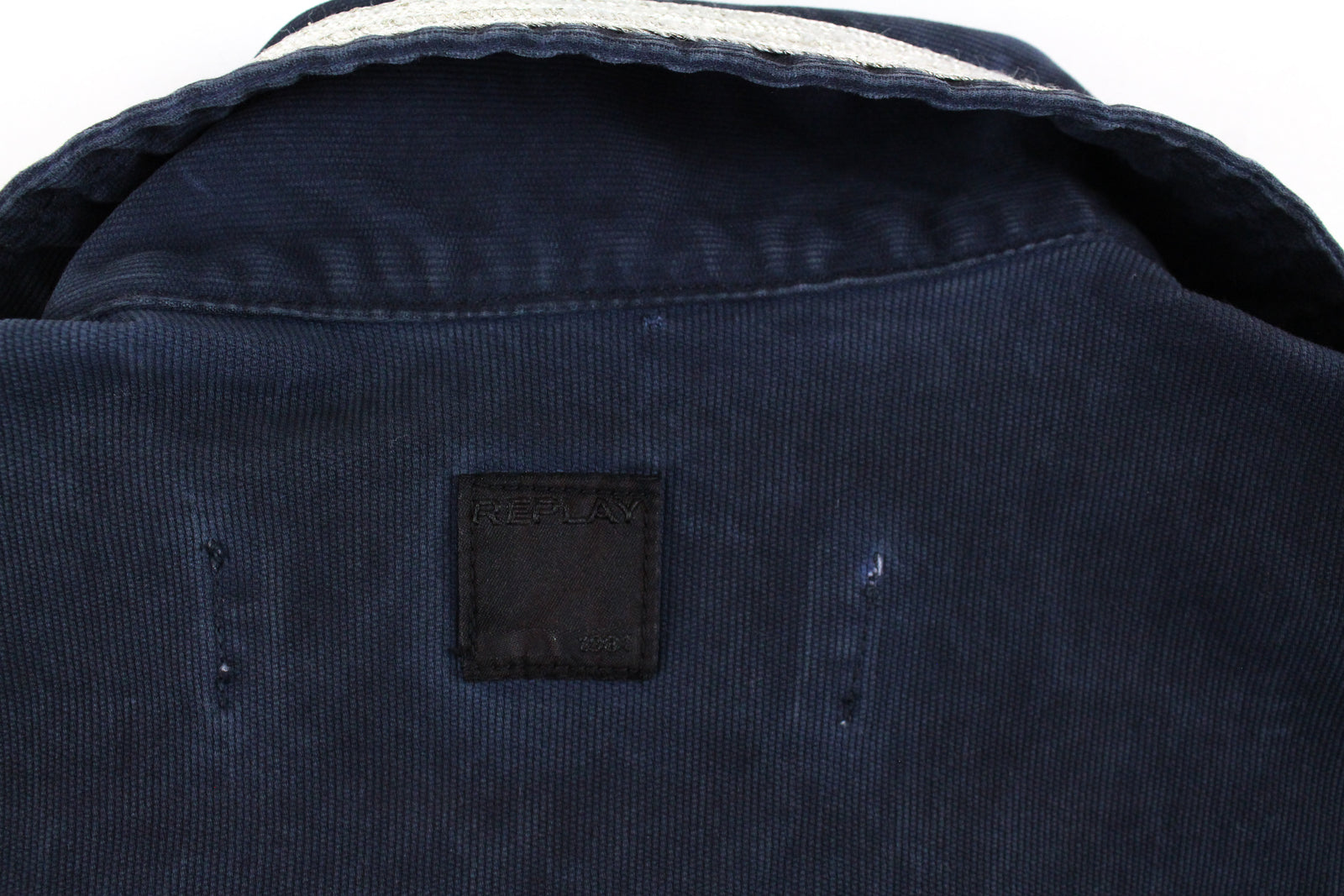 REPLAY darbininko stiliaus moteriškas švarkas M tamsiai mėlynas trumpas marškinėliai su lopais kišenėse 