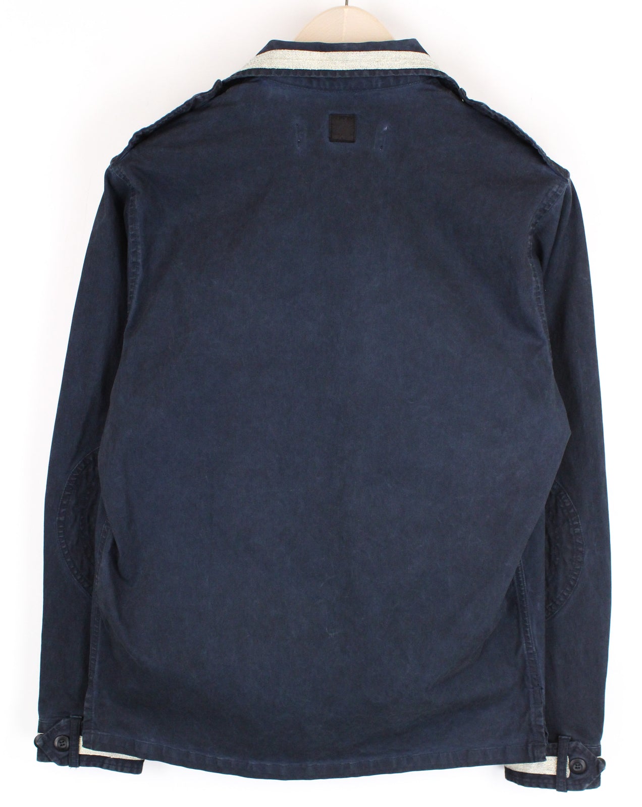 REPLAY darbininko stiliaus moteriškas švarkas M tamsiai mėlynas trumpas marškinėliai su lopais kišenėse 