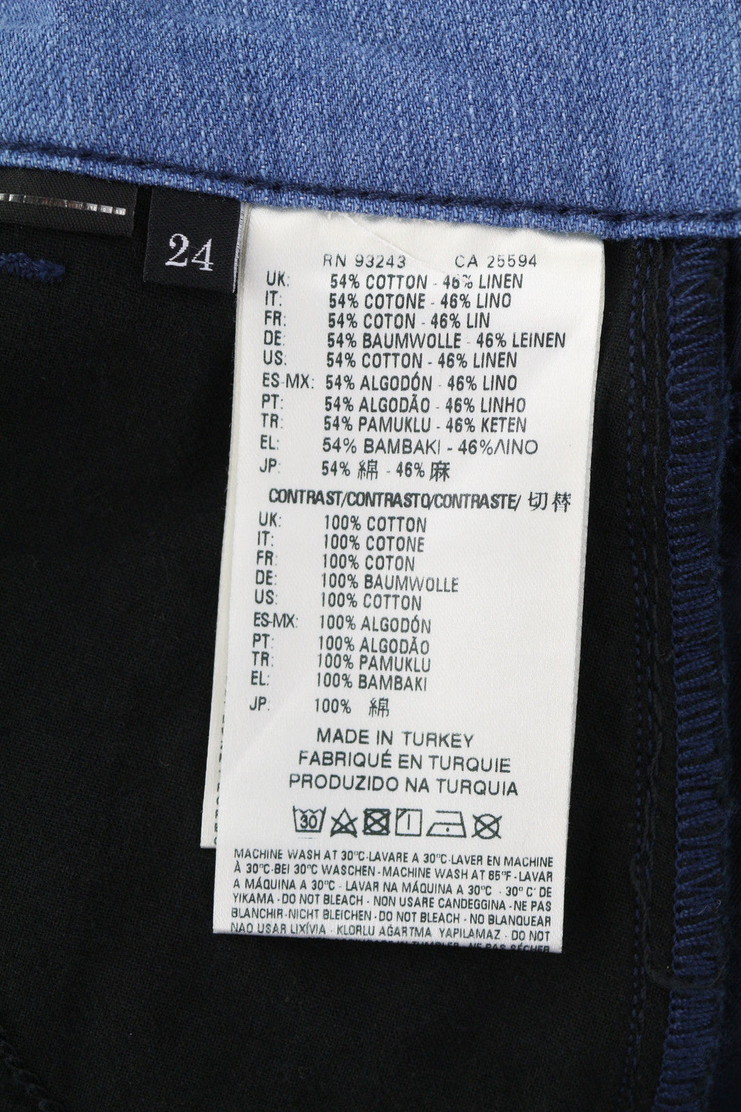 DIESEL Fayza-Evo-B moteriškos kelnės W24 tamsiai mėlynos lino mišinio plonas kirpimas su užtrauktuku 