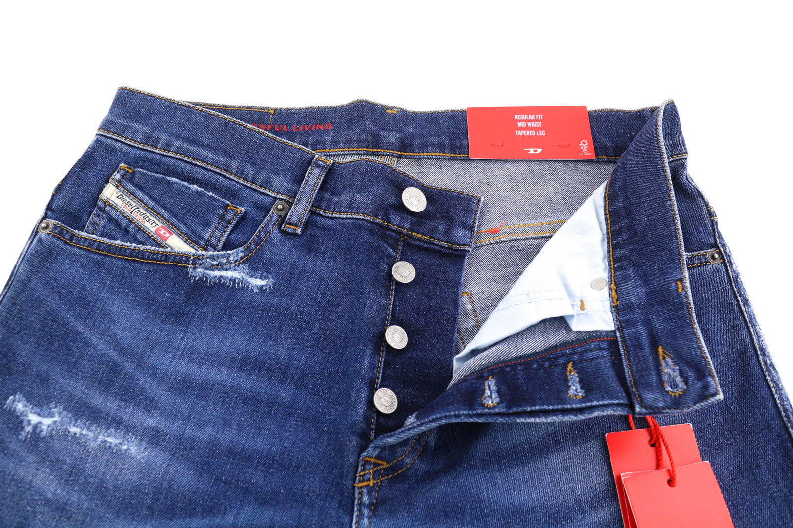 DIESEL 2005 D-Fining 09E07 vyriški džinsai W30/L30 įprasto kirpimo siaurėjančios kojų išsekimo juostos 