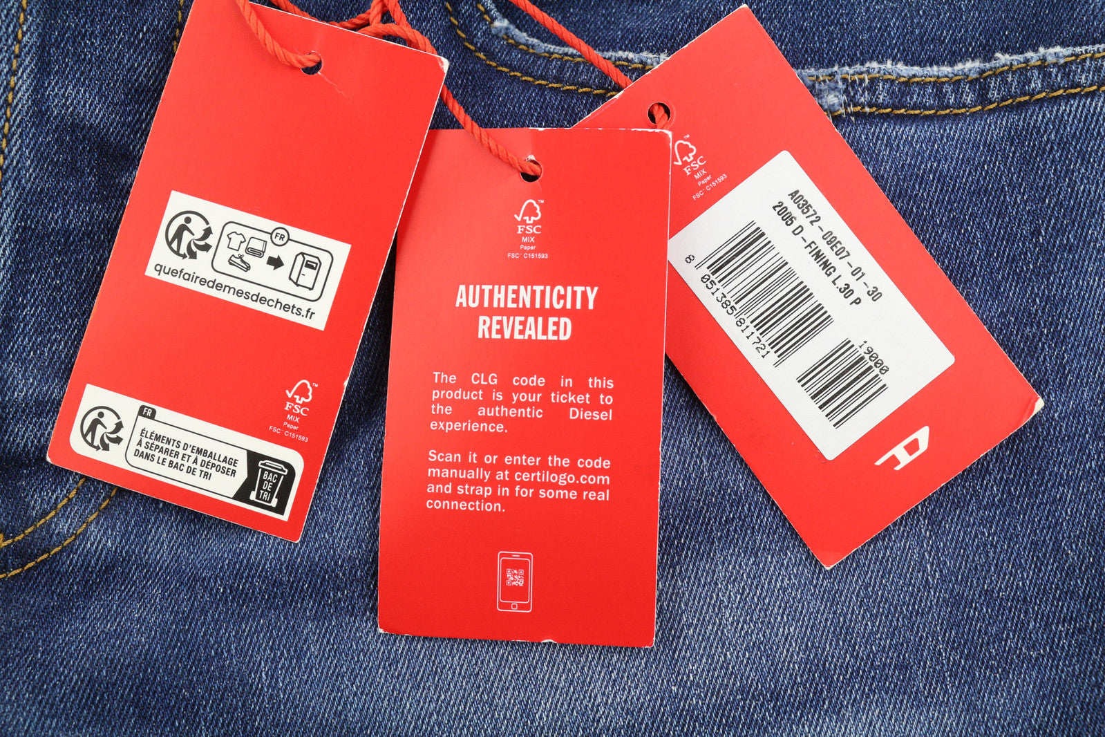 DIESEL 2005 D-Fining 09E07 vyriški džinsai W30/L30 įprasto kirpimo siaurėjančios kojų išsekimo juostos 