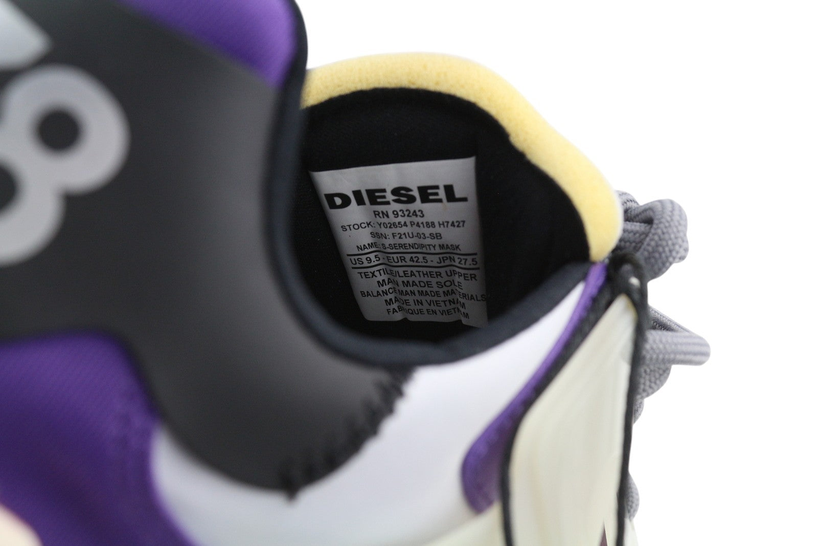 DIESEL S-Serendipity Mask vyriški sportbačiai, 42,5 dydžio, pilki, su raišteliais ir migdolų nosele, RRP 200 € 