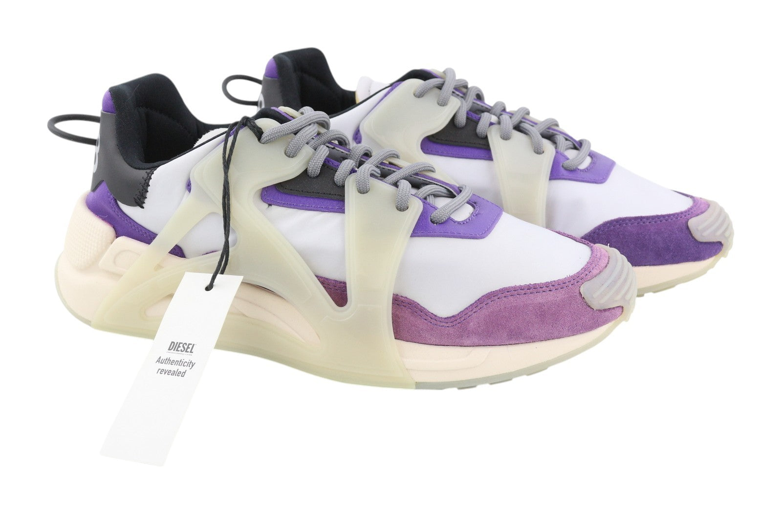 DIESEL S-Serendipity Mask vyriški sportbačiai, 42,5 dydžio, pilki, su raišteliais ir migdolų nosele, RRP 200 € 