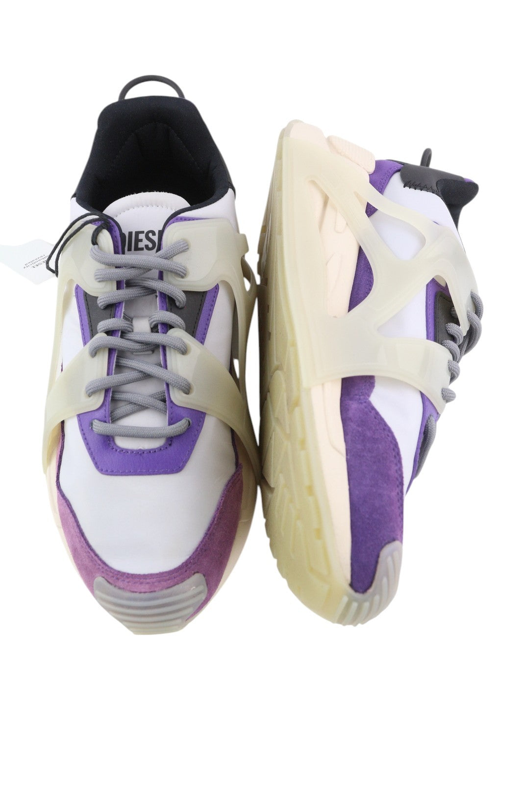 DIESEL S-Serendipity Mask vyriški sportbačiai, 42,5 dydžio, pilki, su raišteliais ir migdolų nosele, RRP 200 € 