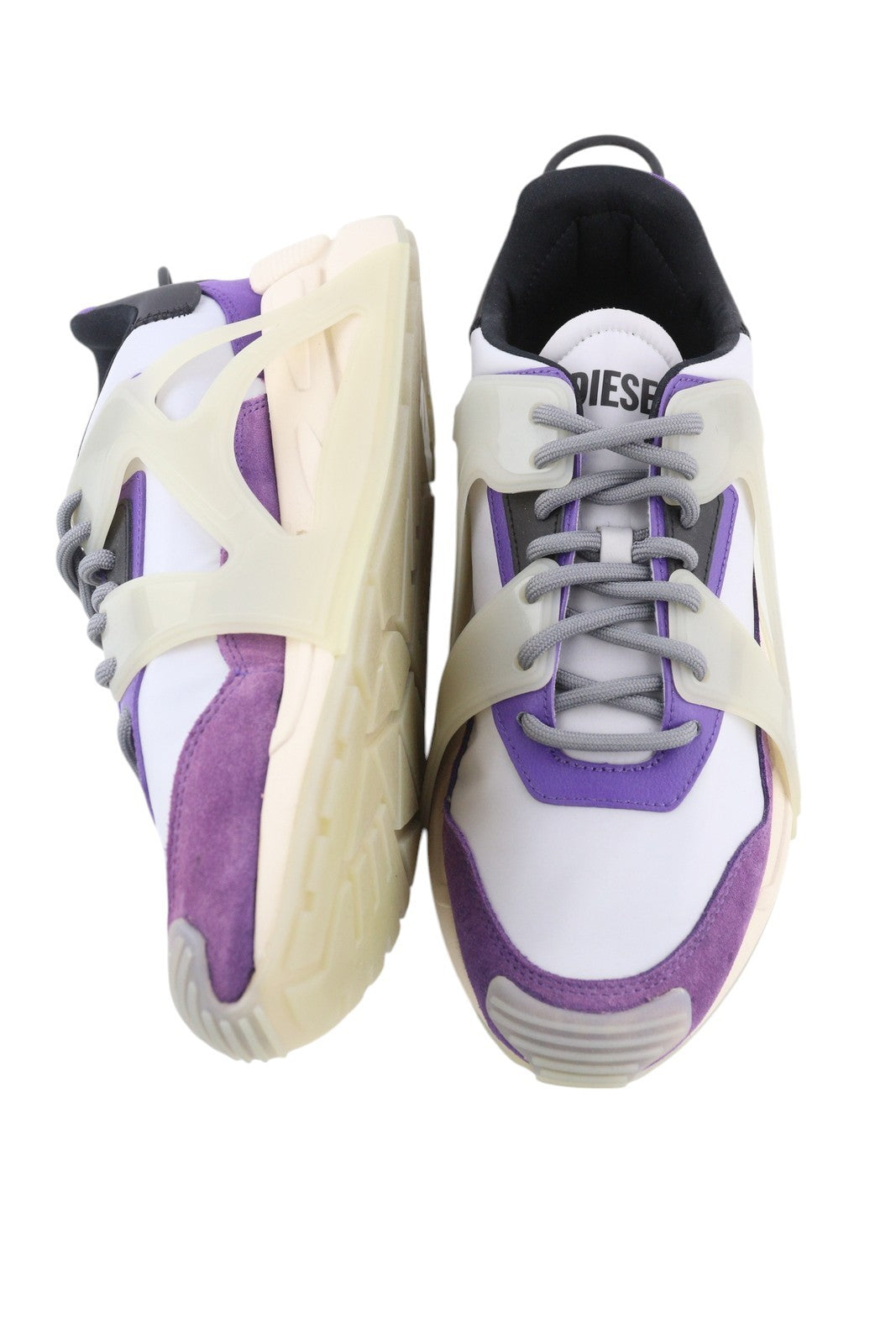 DIESEL S-Serendipity Mask vyriški sportbačiai, 42,5 dydžio, pilki, su raišteliais ir migdolų nosele, RRP 200 € 