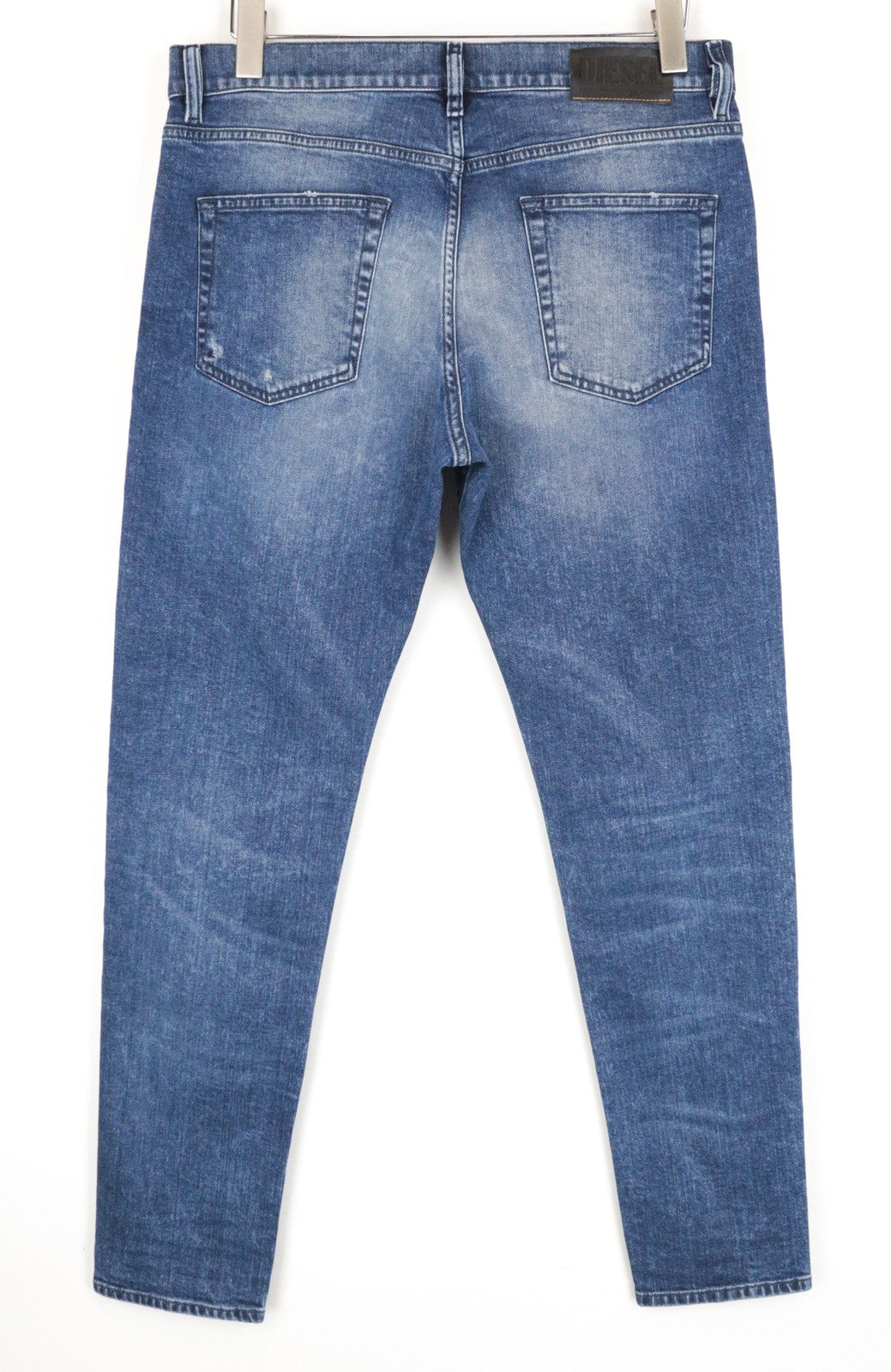 DIESEL D-Strukt 081AQ W33/L32 skalbti mėlyni džinsiniai siaurėjantys vyriški džinsai iš medvilnės, tamprūs 