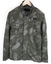 G-STAR Rovic Men Jacket XS Dark Green Overshirt Bird Pattern Twill Lined Zip-Up