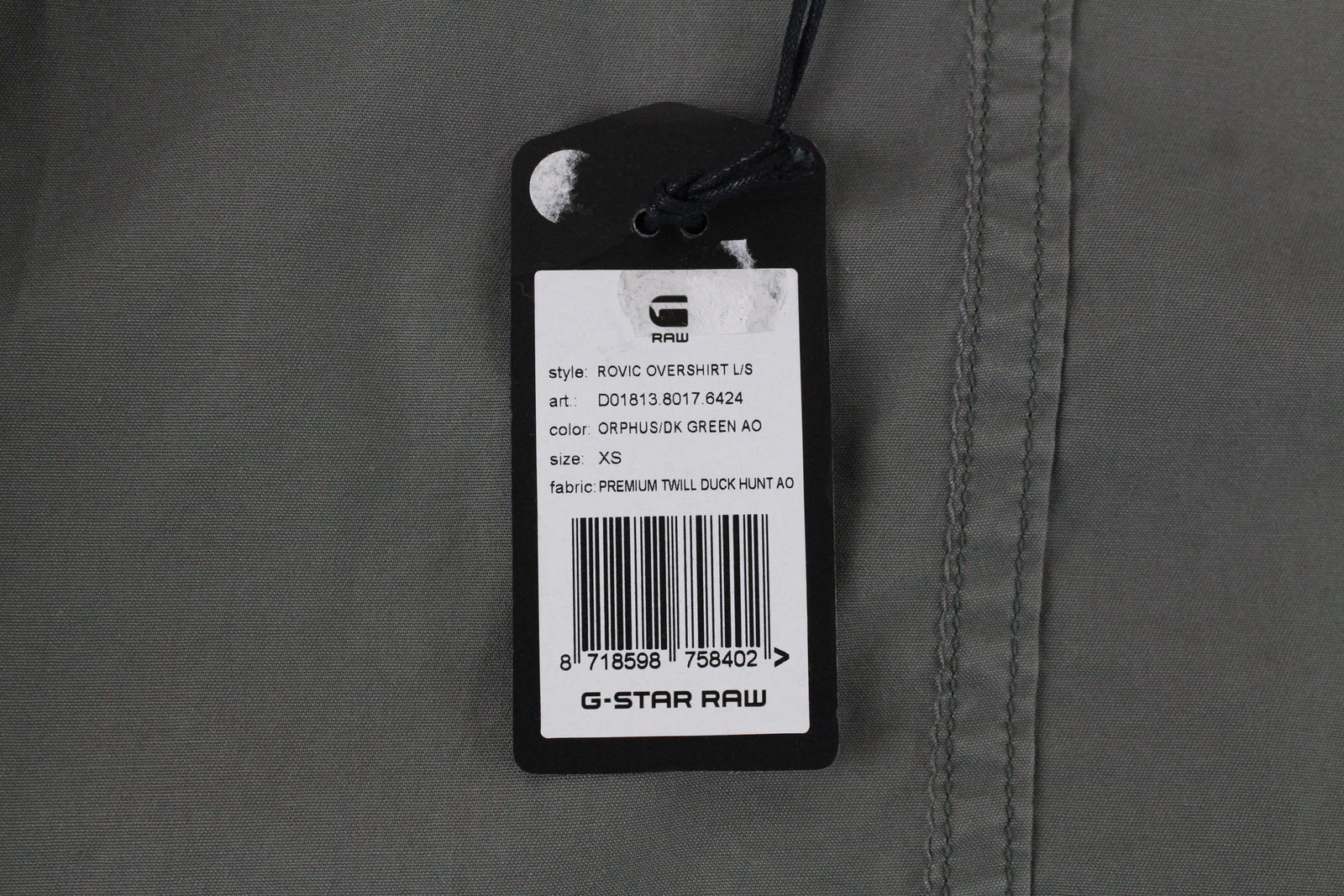 G-STAR Rovic Men Jacket XS Dark Green Overshirt Bird Pattern Twill Lined Zip-Up