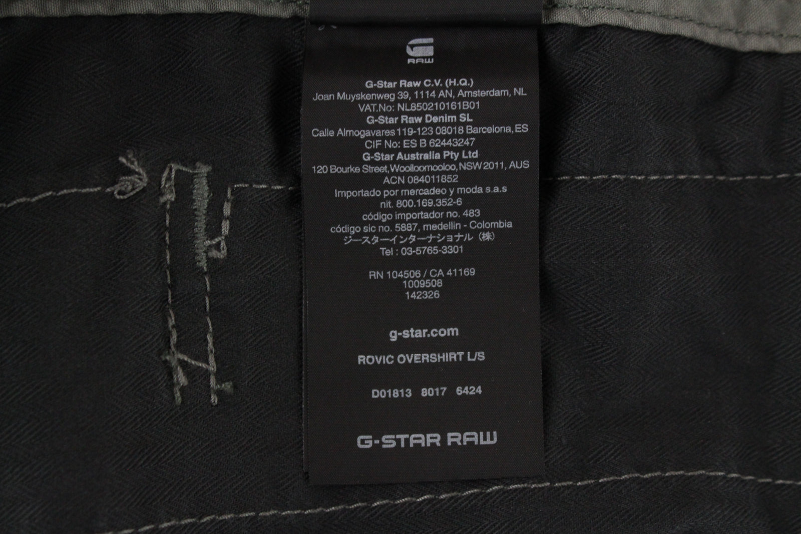 G-STAR Rovic Men Jacket XS Dark Green Overshirt Bird Pattern Twill Lined Zip-Up