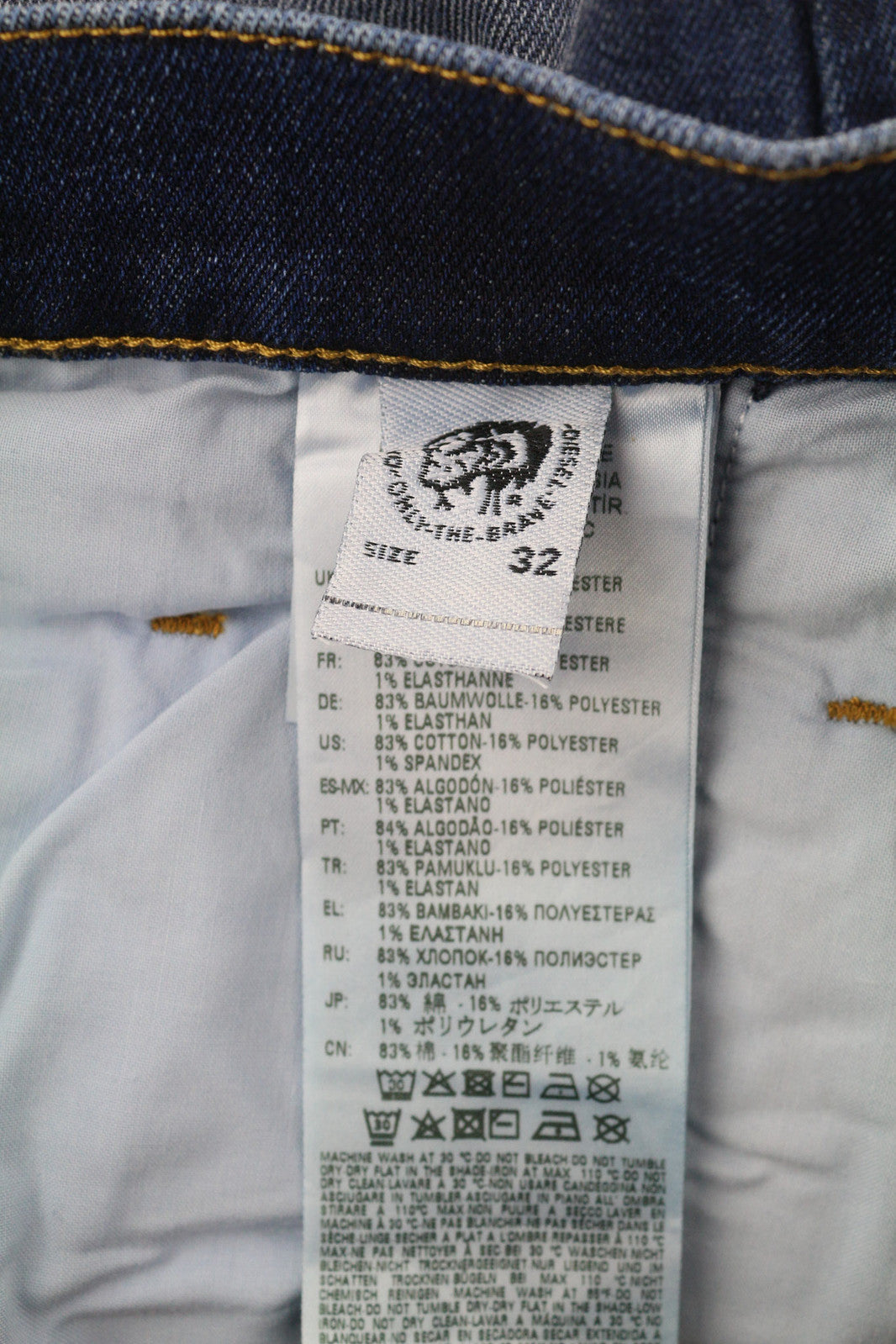 DIESEL D-Fining-Chino 009MI vyriški džinsai W32/L32 siaurėjantys, tamprūs, skalbtos mėlynos spalvos 