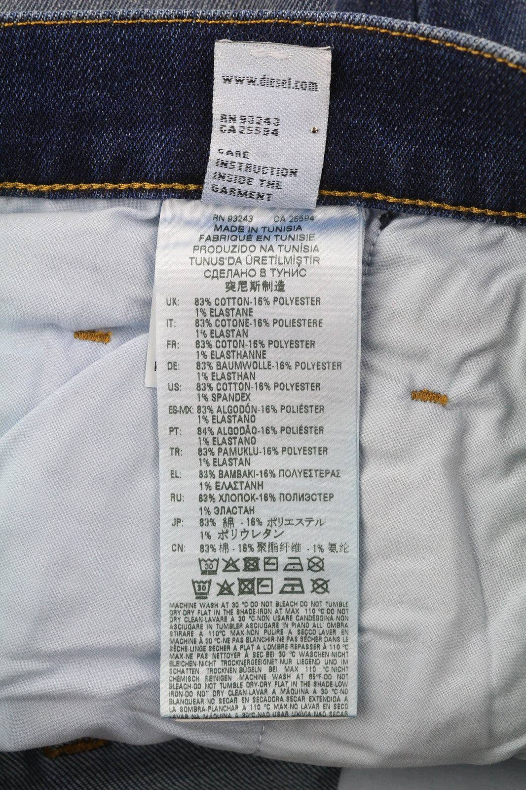 DIESEL D-Fining-Chino 009MI vyriški džinsai W32/L32 siaurėjantys, tamprūs, skalbtos mėlynos spalvos 