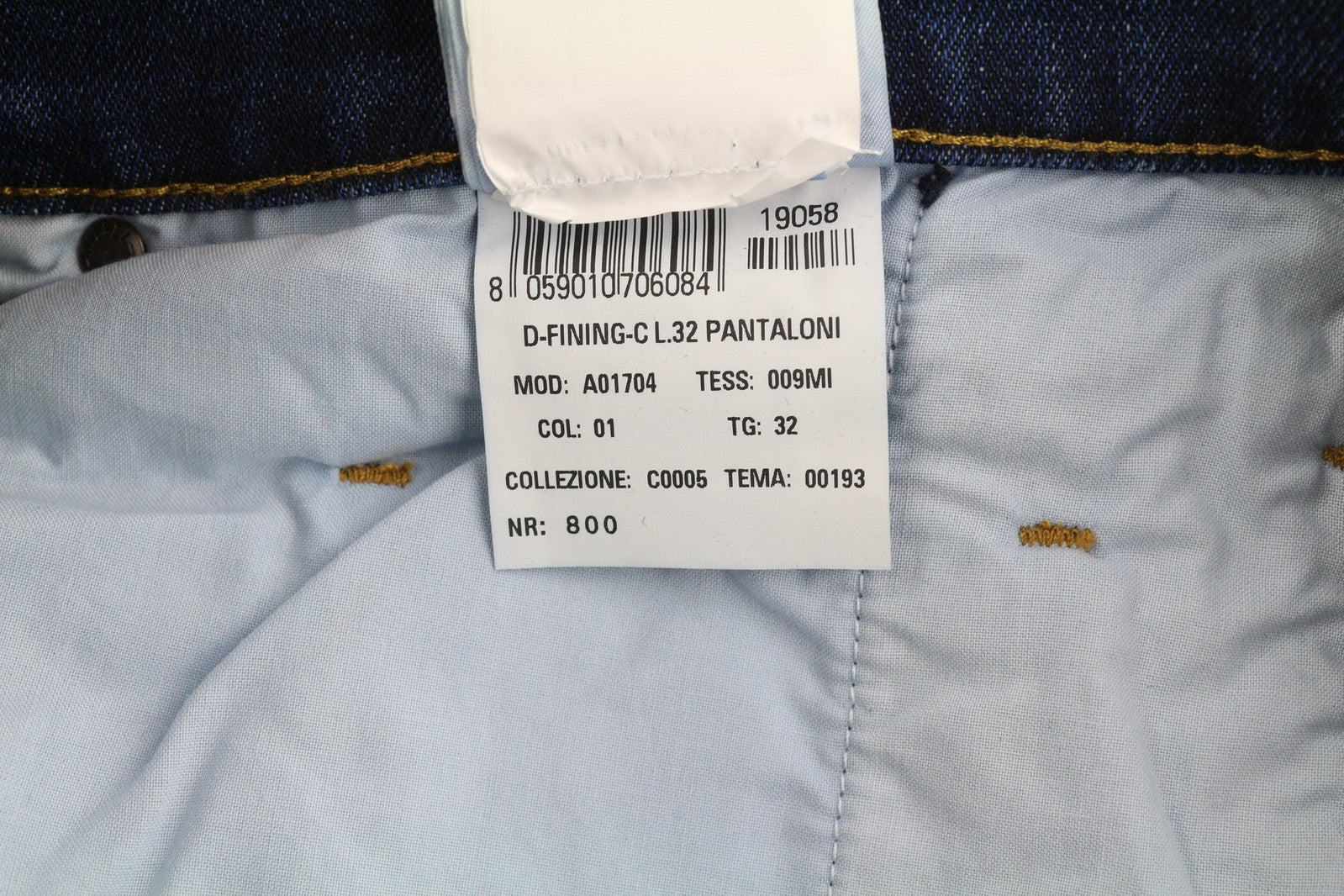 DIESEL D-Fining-Chino 009MI vyriški džinsai W32/L32 siaurėjantys, tamprūs, skalbtos mėlynos spalvos 