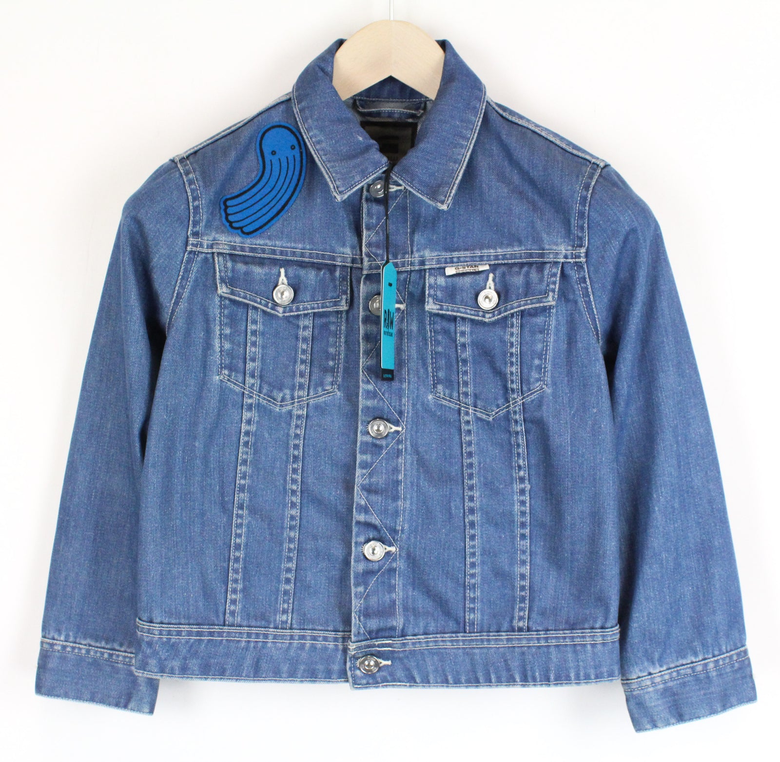 G-STAR Raw For The Oceans Parley Drop 1 moteriška trumpinta striukė su džinsiniais lopais S 