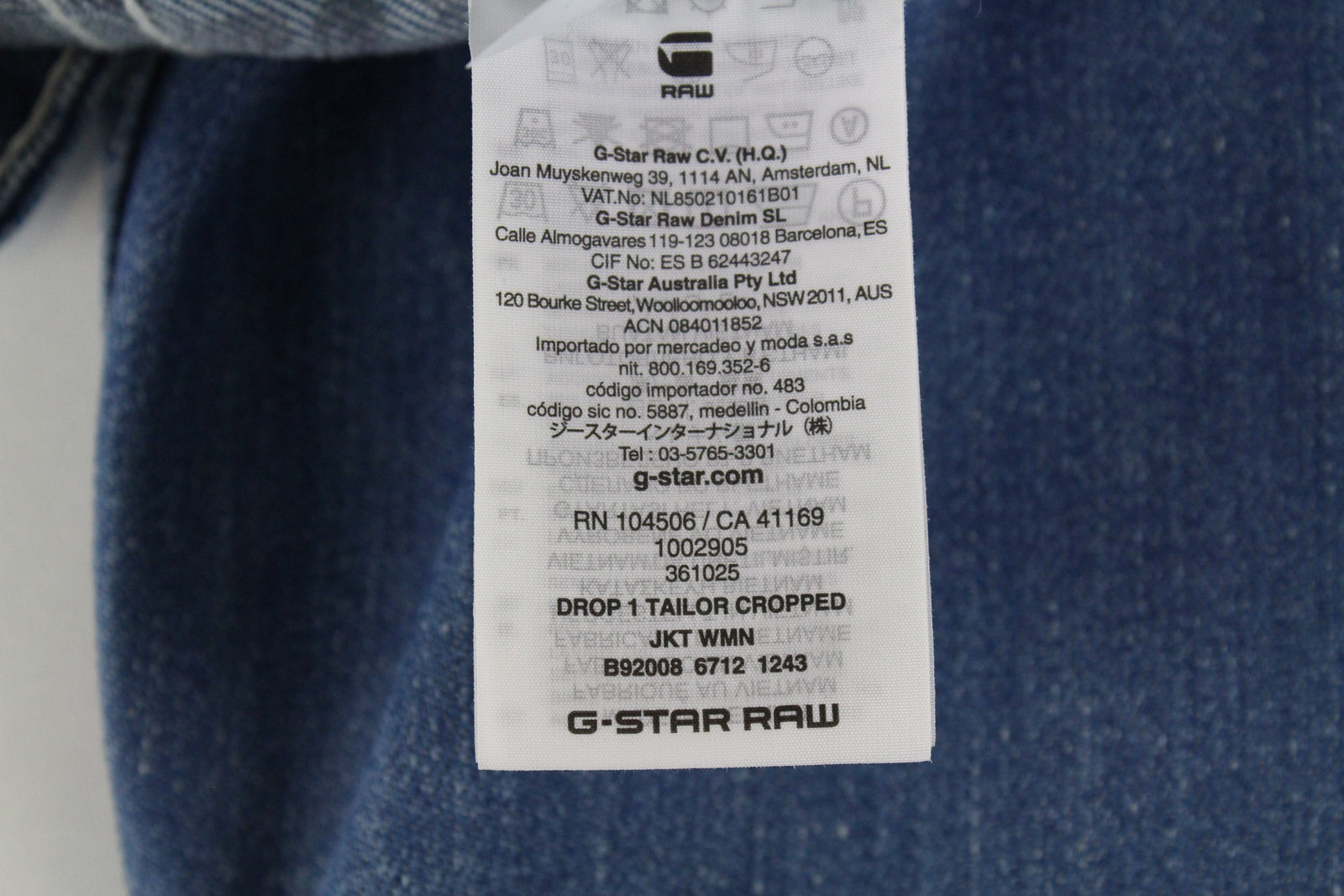 G-STAR Raw For The Oceans Parley Drop 1 moteriška trumpinta striukė su džinsiniais lopais S 