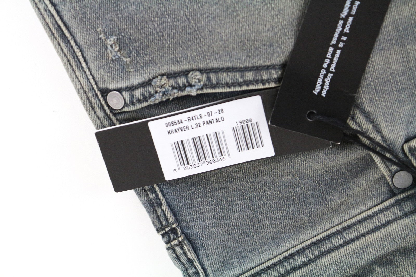 DIESEL Krayver R4TL8 vyriški džinsai W28/L32 Slim morkų spalvos pilkšvai mėlyni tamprūs medvilniniai džinsai 