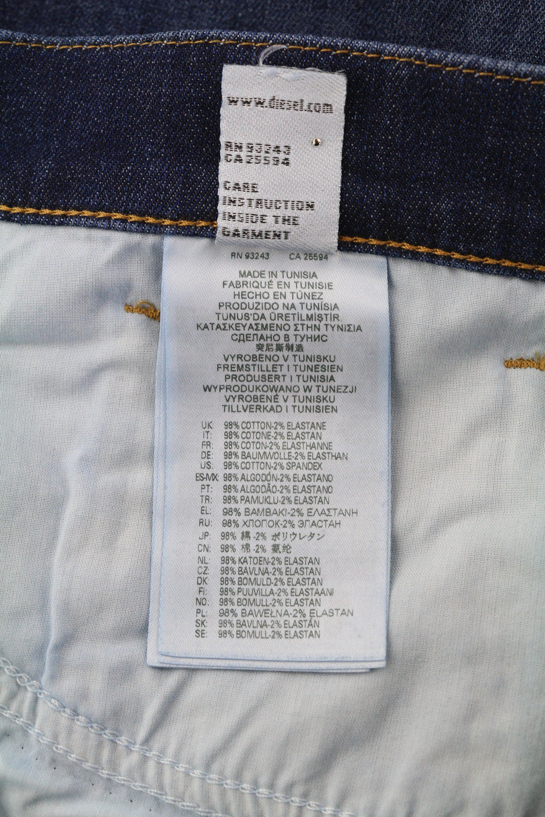 DIESEL D-Fining 009ZU vyriški džinsai W32/L32 siaurėjantys, tamprūs, skalbto džinso mėlyni 