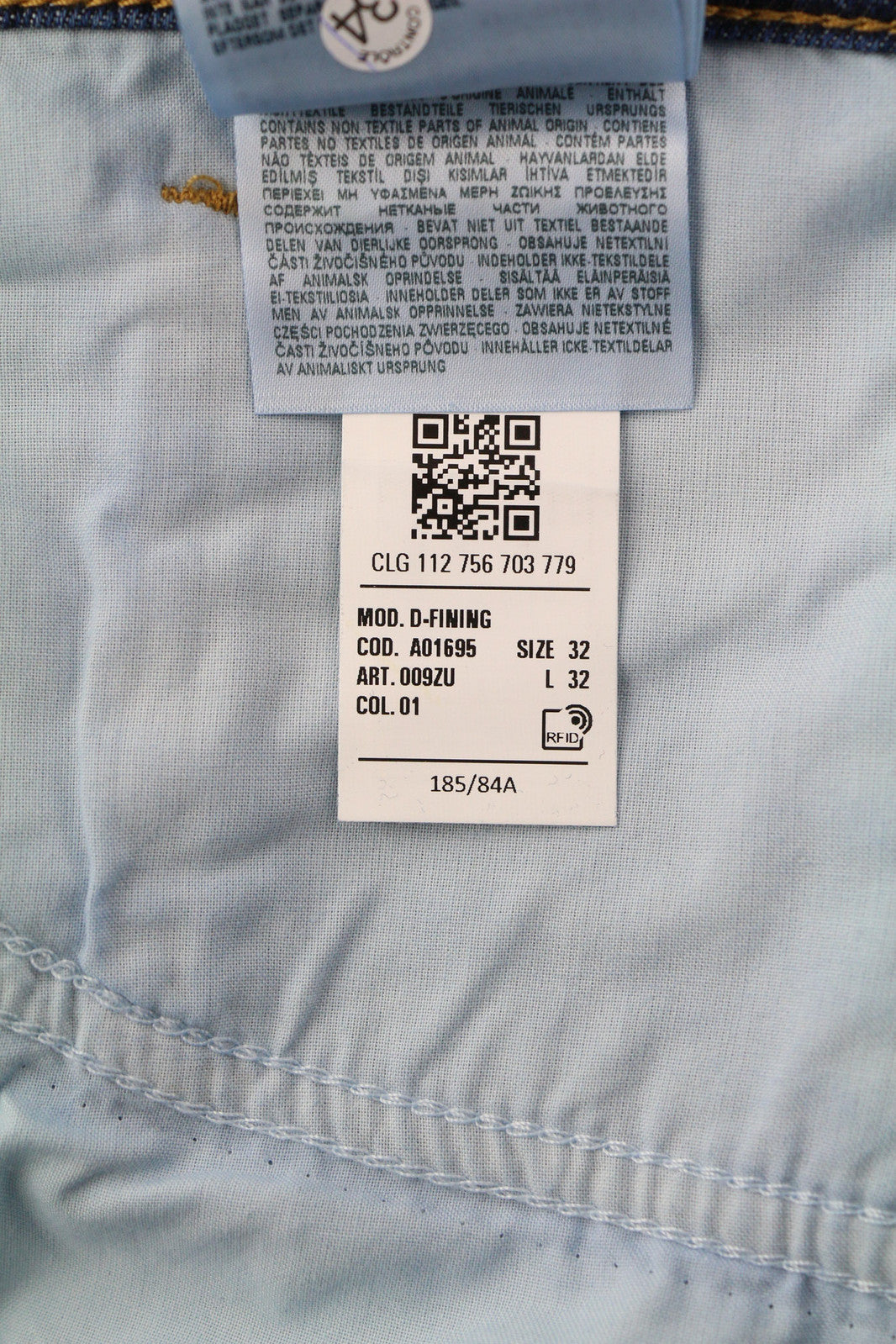 DIESEL D-Fining 009ZU vyriški džinsai W32/L32 siaurėjantys, tamprūs, skalbto džinso mėlyni 