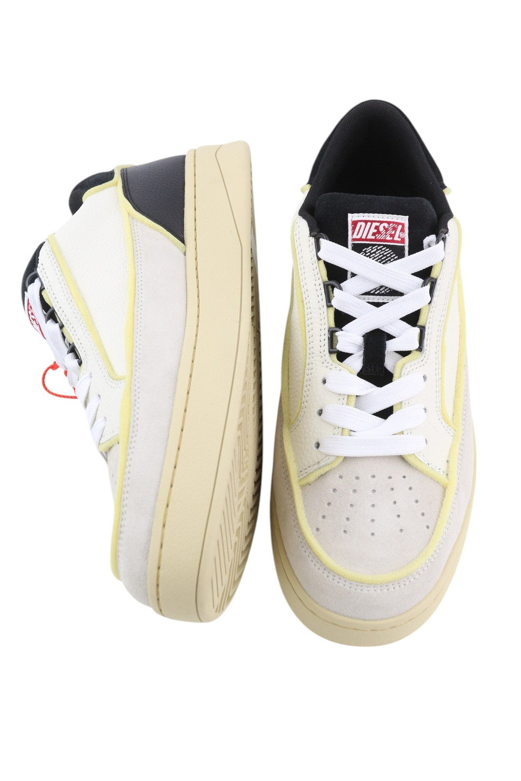 DIESEL S-Sinna žemakulniai vyriški sportbačiai, EU41, balti, odiniai, žemakulniai, suvarstomi, rekomenduojama kaina – 160 € 