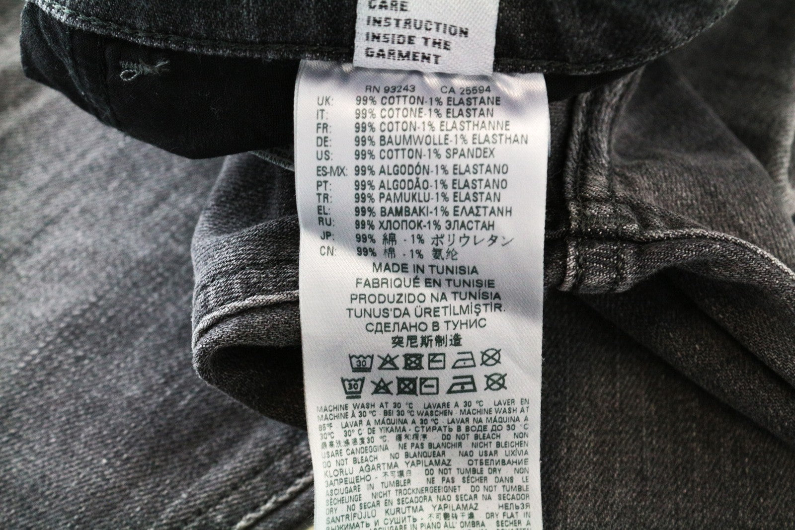 DIESEL D-Eetar 0890F W28/L30 plėšyti pilki siaurėjantys vyriški džinsai iš tamprios medvilnės 