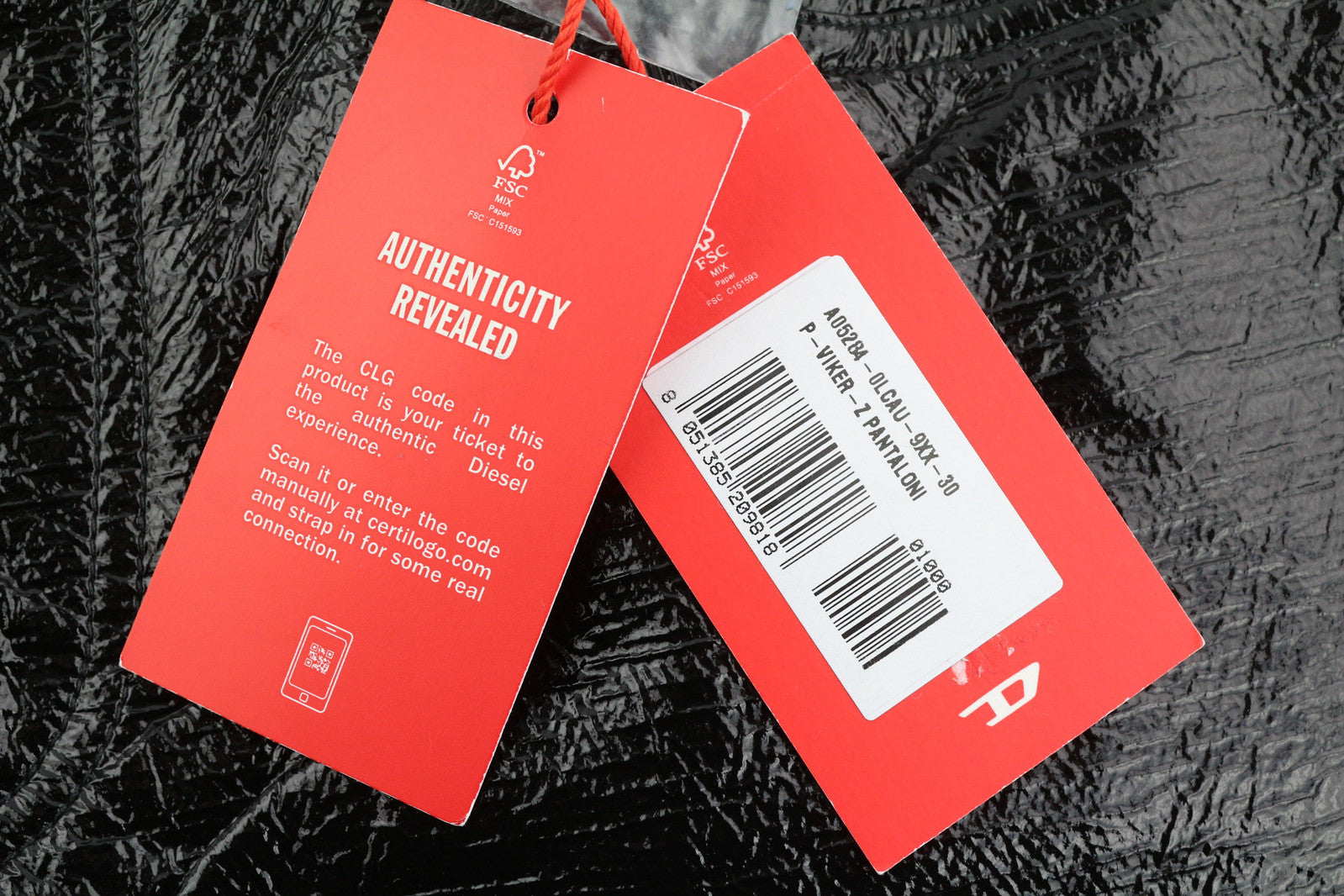 DIESEL P-Viker-Z 0LCAU vyriškos kelnės W30 juodos, priglundančios, dengtos, blizgančios, RRP 225 € 