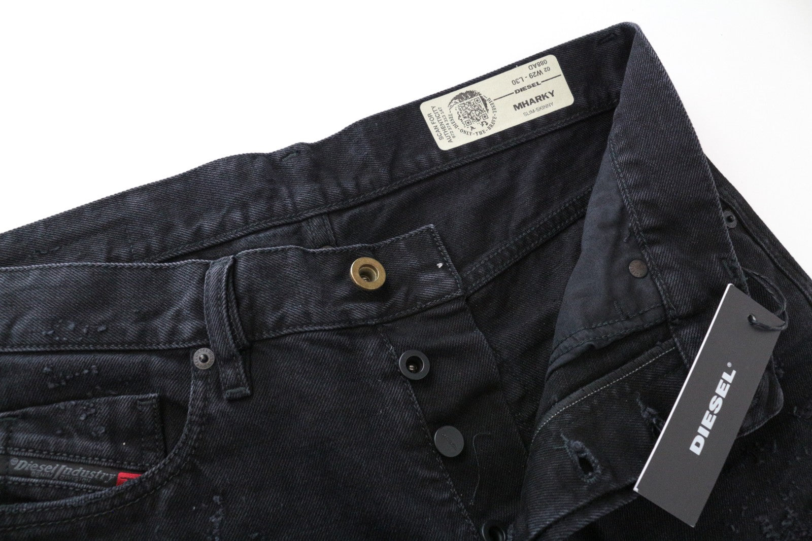 DIESEL Mharky 088AD W29/L30 juodi, medvilniniai, aptempti džinsai vyrams 