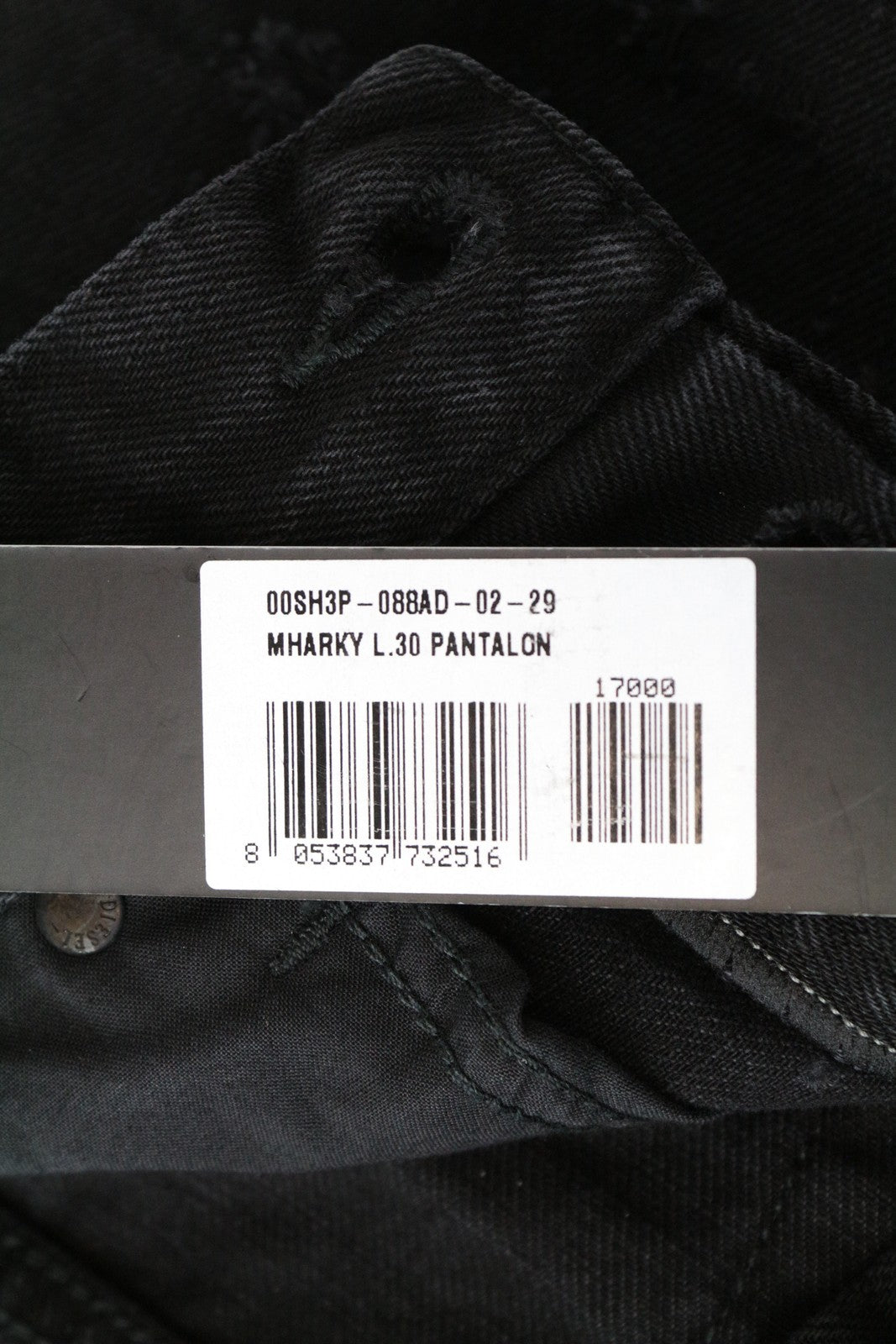 DIESEL Mharky 088AD W29/L30 juodi, medvilniniai, aptempti džinsai vyrams 