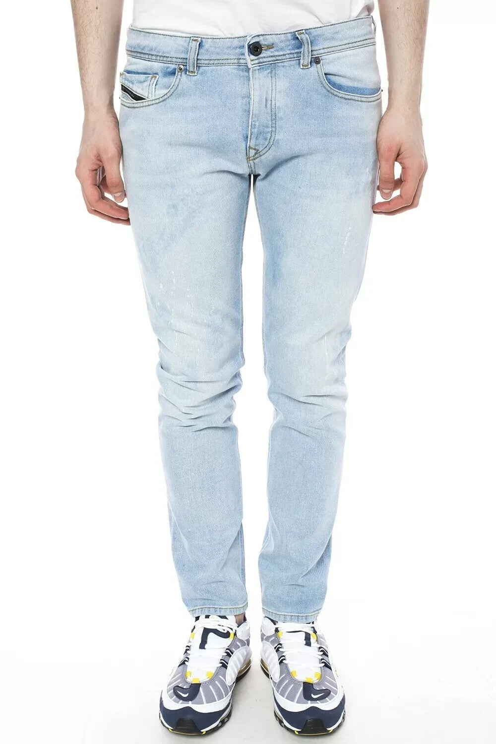 DIESEL Type-2814 BG8G3 juodos ir auksinės spalvos vyriški džinsai W36 aptempti šviesiai mėlyni tamprūs 