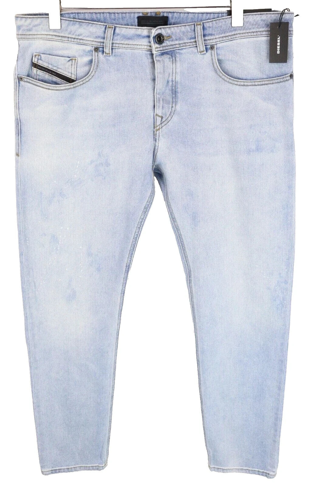 DIESEL Type-2814 BG8G3 juodos ir auksinės spalvos vyriški džinsai W36 aptempti šviesiai mėlyni tamprūs 