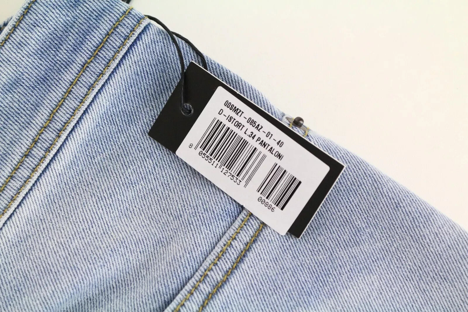 DIESEL Type-2814 BG8G3 juodos ir auksinės spalvos vyriški džinsai W36 aptempti šviesiai mėlyni tamprūs 