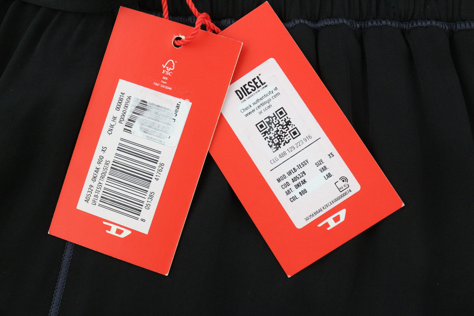 DIESEL UFLB-Tessy moteriškos kelnės XS, juodos, sportinės, su elastingu juosmeniu, plonomis klešnėmis, logotipu 