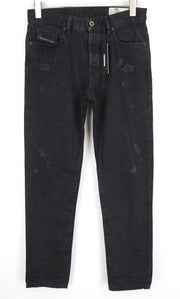 DIESEL Mharky 088AD W29/L32 juodi vyriški džinsai su sagomis, aptempti, grynos medvilnės 