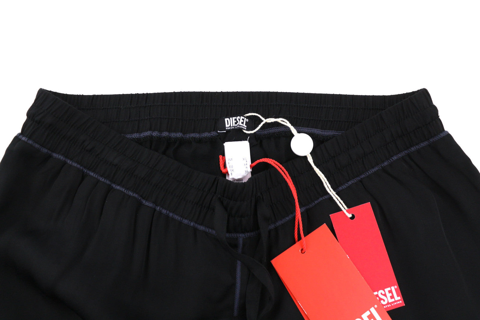 DIESEL UFLB-Tessy moteriškos kelnės XS, juodos, sportinės, su elastingu juosmeniu, plonos, su logotipu 