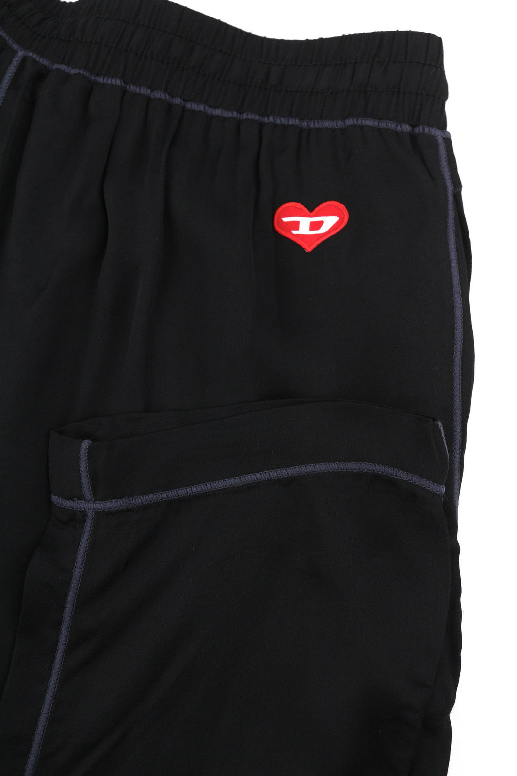 DIESEL UFLB-Tessy moteriškos kelnės XS, juodos, sportinės, su elastingu juosmeniu, plonos, su logotipu 