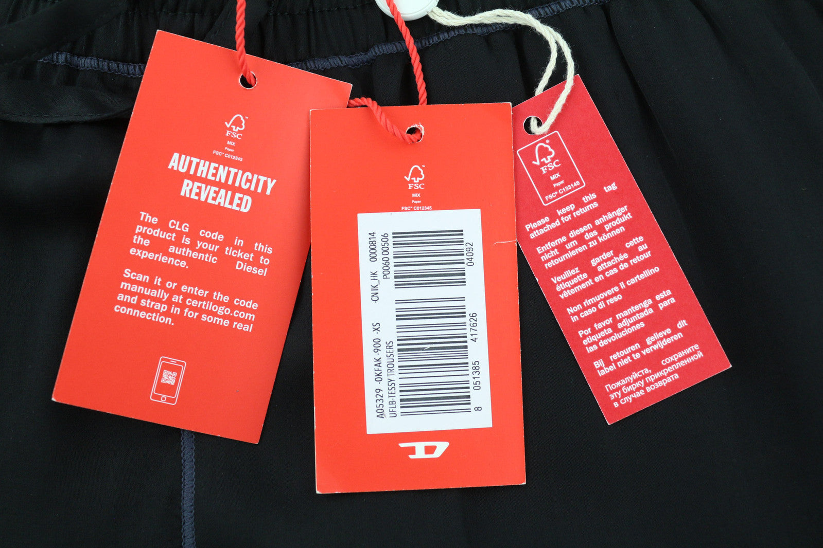 DIESEL UFLB-Tessy moteriškos kelnės XS, juodos, sportinės, su elastingu juosmeniu, plonos, su logotipu 