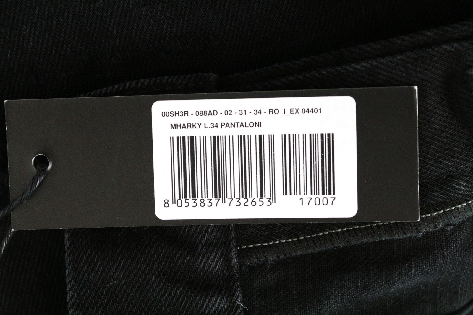 DIESEL Mharky 088AD W31/L34 juodi aptempti vyriški džinsai su sagomis, medvilninio stiliaus 