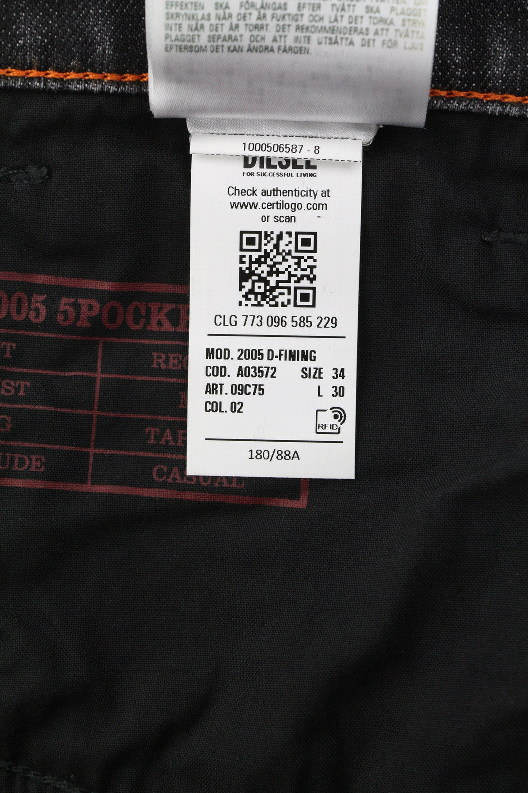 DIESEL 2005 D-Fining 09C75 vyriški džinsai W34/L30 Įprasti siaurėjantys vidutinio juosmens dydžiai RMK 275 € 