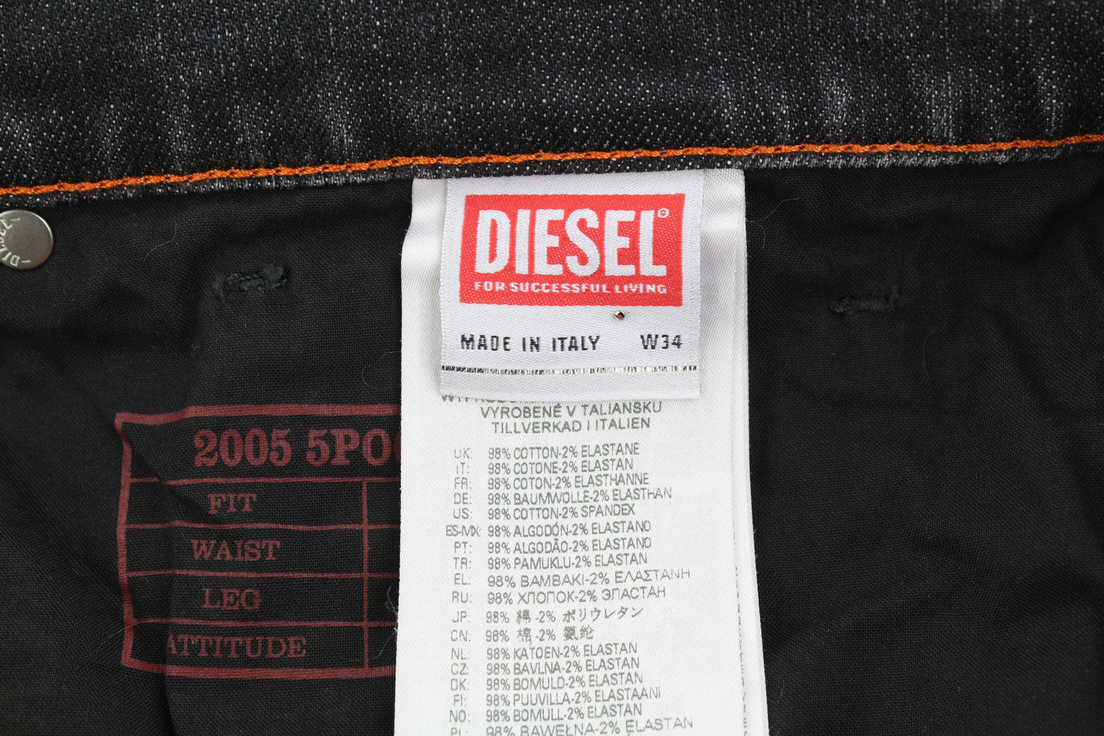 DIESEL 2005 D-Fining 09C75 vyriški džinsai W34/L30 Įprasti siaurėjantys vidutinio juosmens dydžiai RMK 275 € 